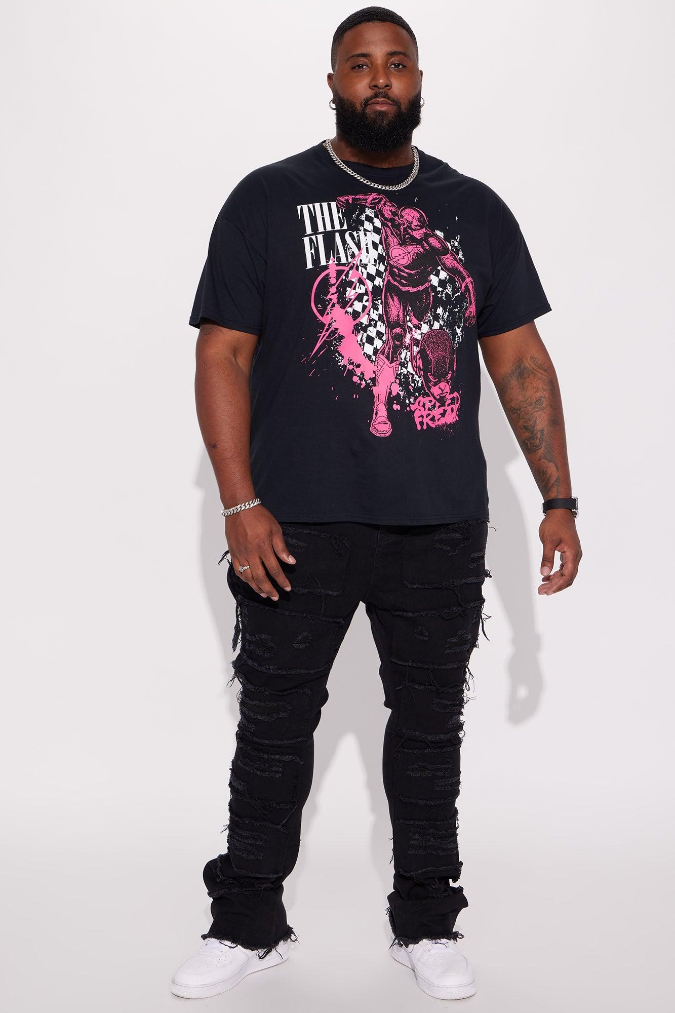 Shredded Stacked Skinny Flared Jeans - Black Wash Product Image