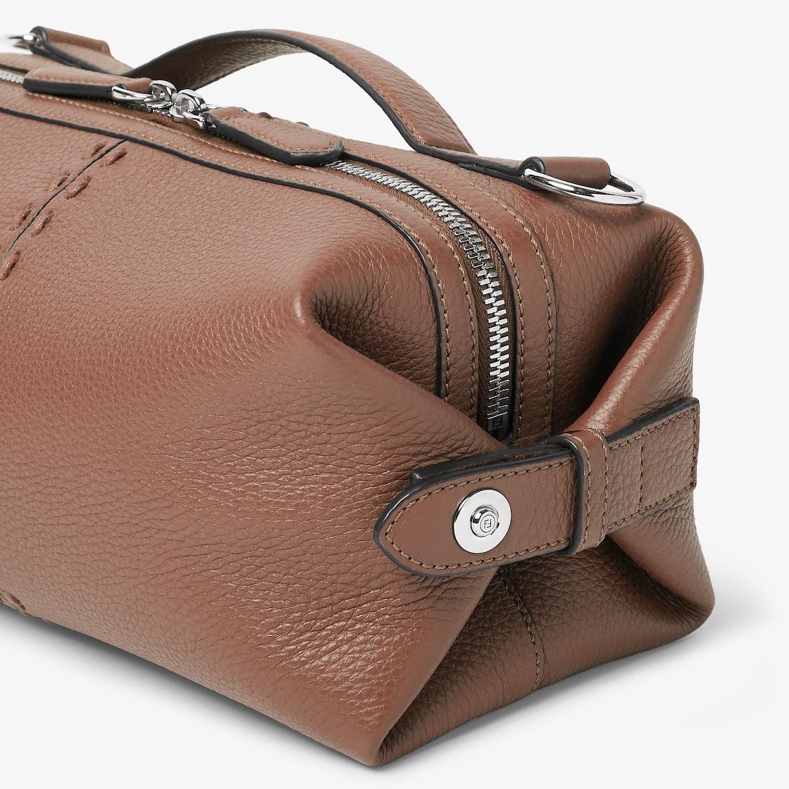 Selleria Fendi Siesta SmallBrown leather Selleria bag with 266 hand-sewn topstitches Product Image