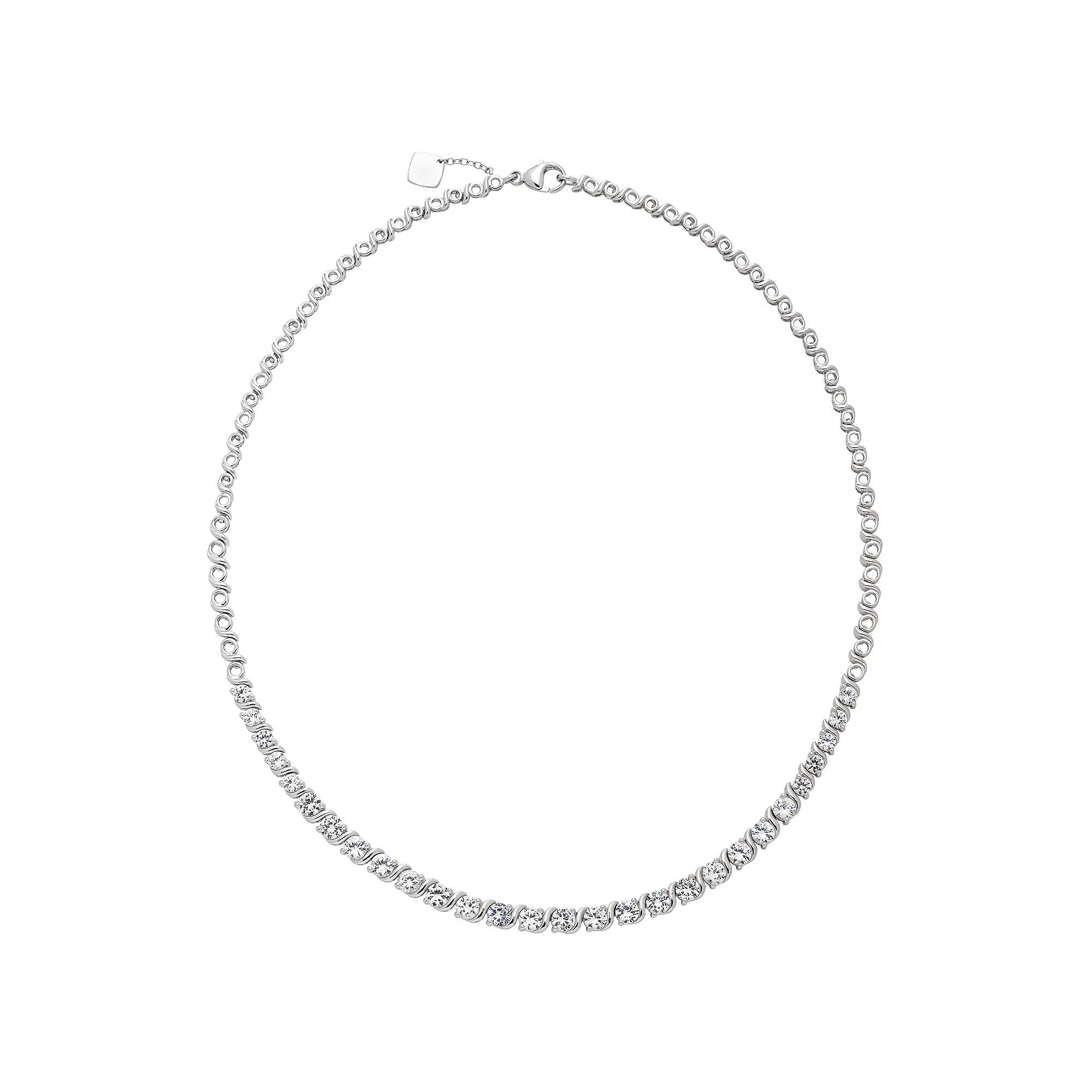 Sterling Silver Lab-Created White Sapphire Necklace, Women's, Size: 18" Product Image