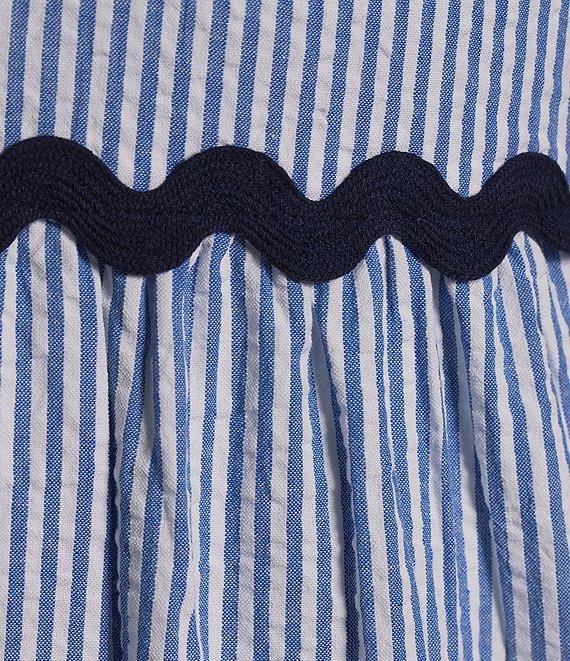 SAIL to SABLE x Style Charade Stripe Print V-Neck Short Sleeve Seersucker Maxi Dress Product Image