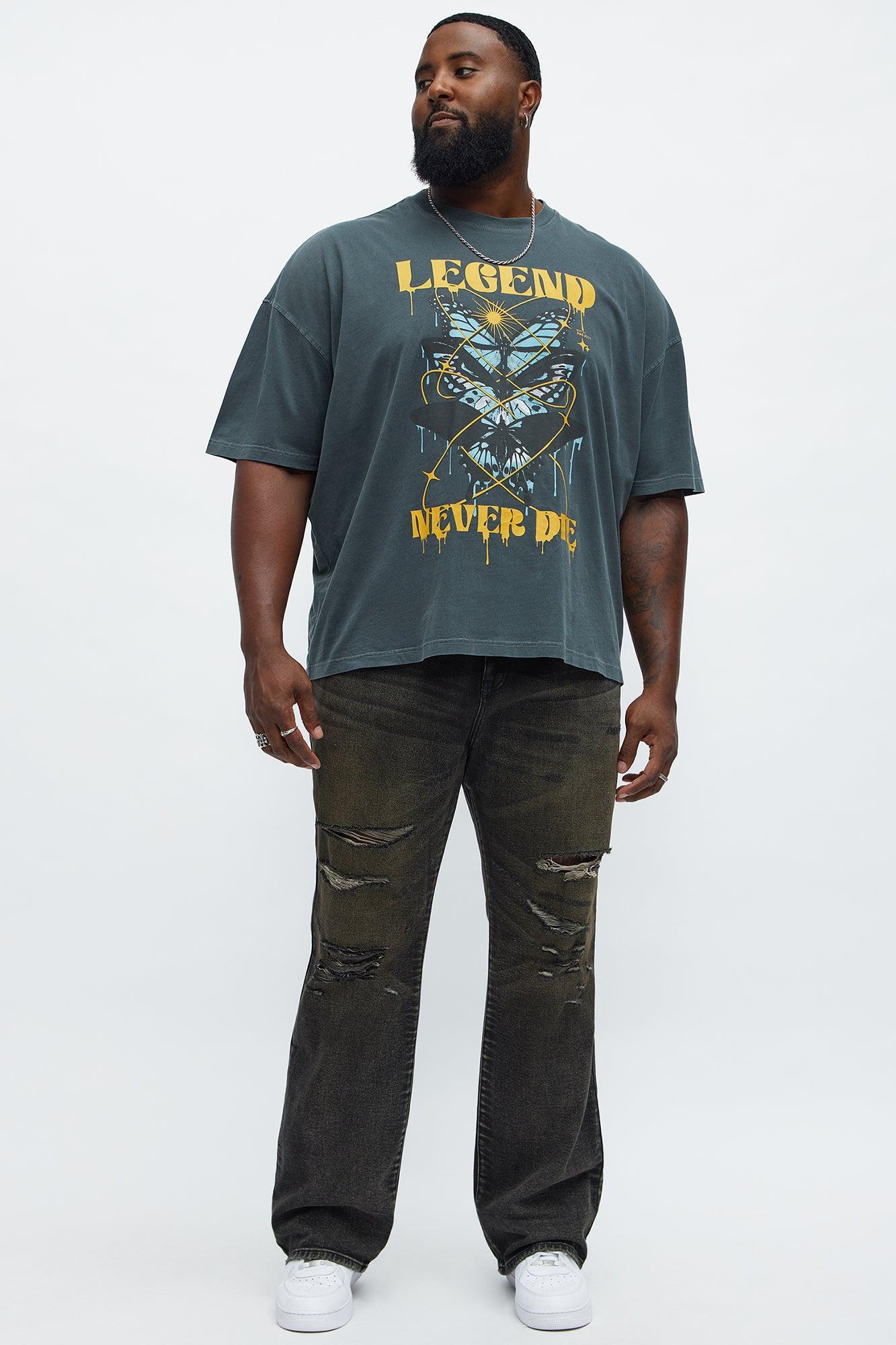 Stacked Slim Flare All Alone Distressed Jeans - Black Wash Male Product Image