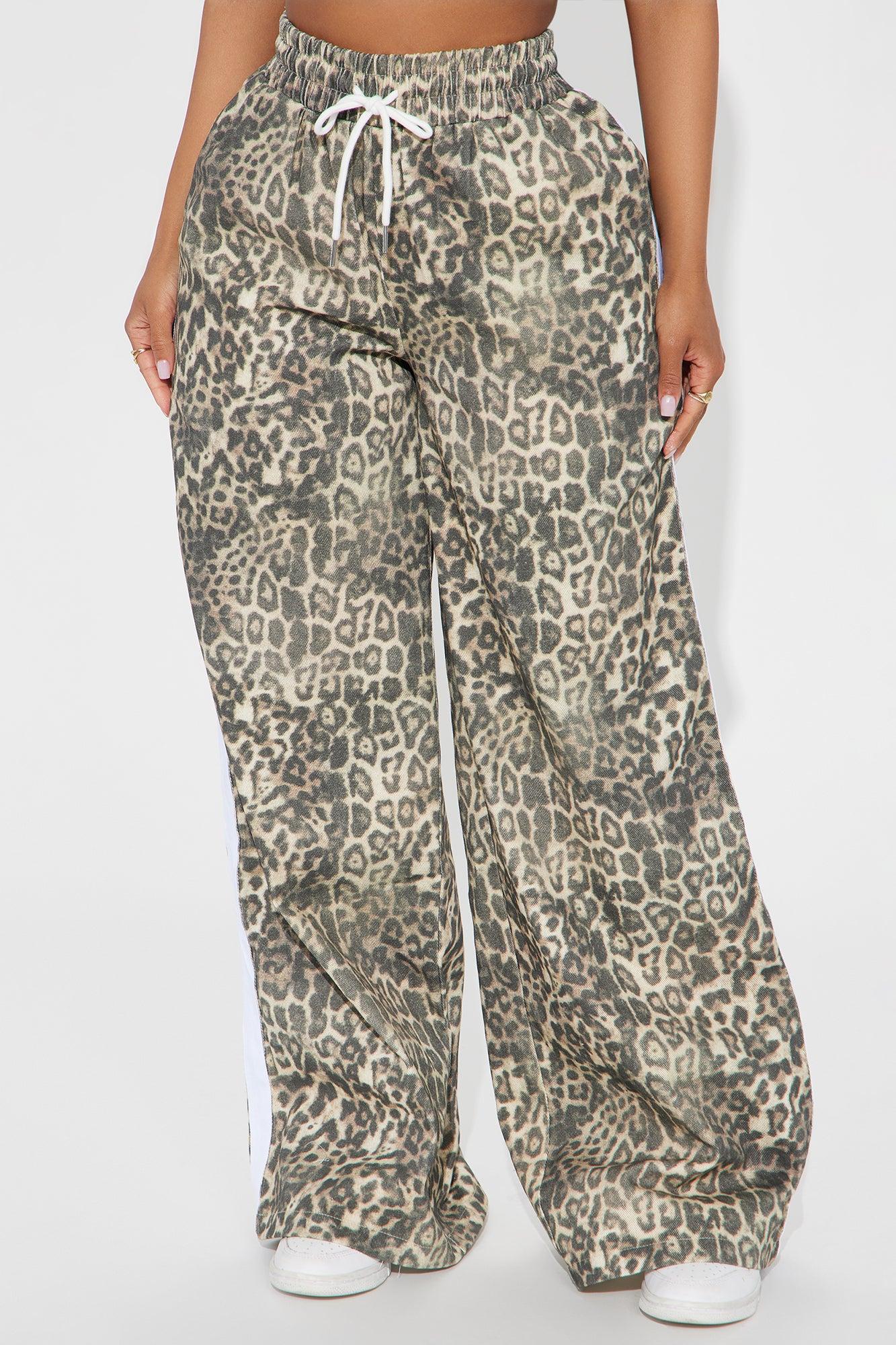 Have My Word Leopard Twill Wide Leg Pant - Cream/combo Product Image