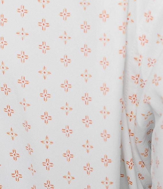 Roundtree & Yorke Performance The Traveler Long Sleeve Geometric Chambray Sport Shirt Product Image