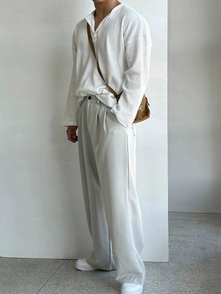 RT No. 13060 KNIT WAFFLE HENRY COLLAR LONGSLEEVE Product Image