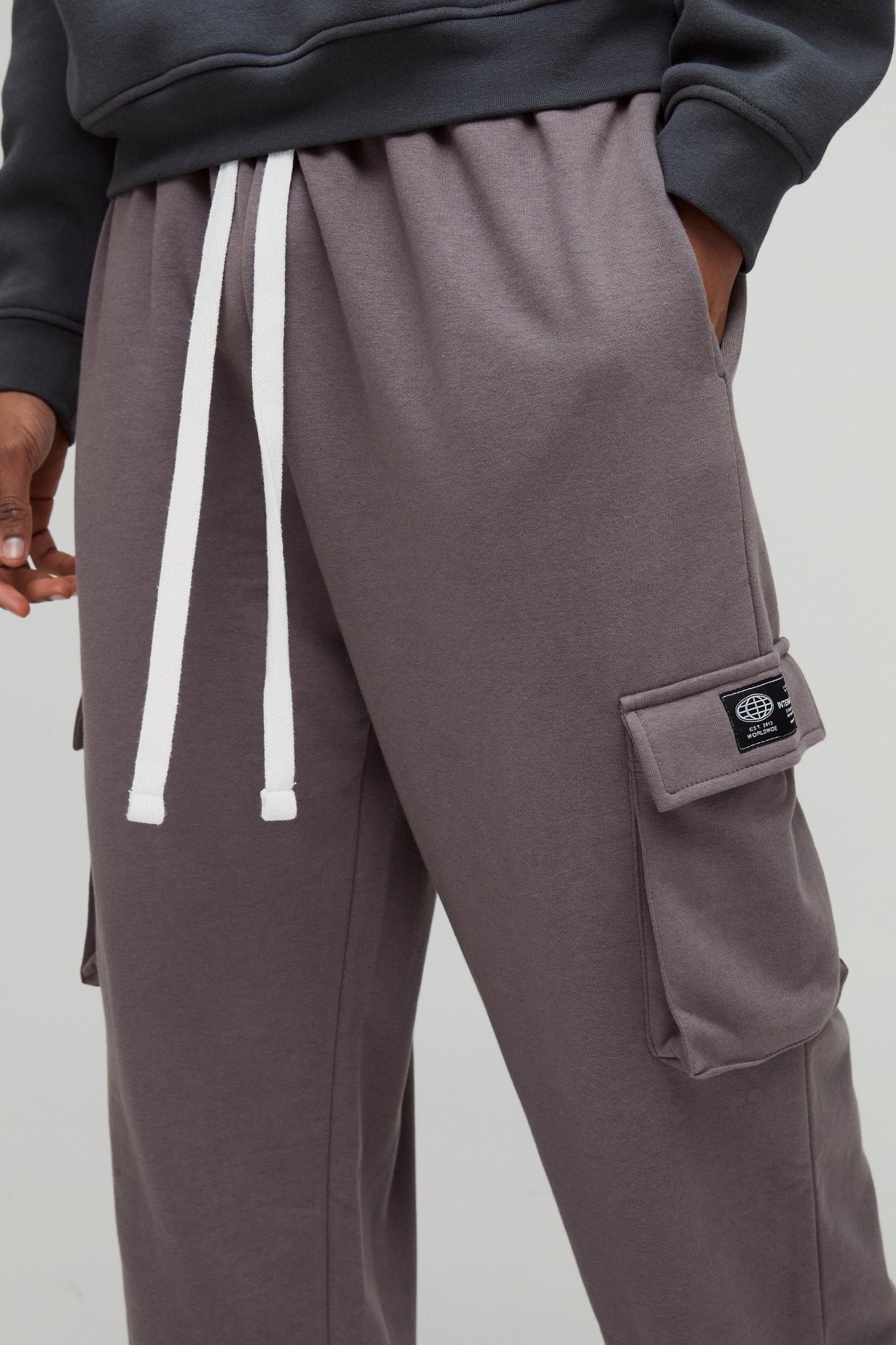 Tall Woven Tab Oversized Fit Cargo Sweatpants | boohooMAN USA Product Image