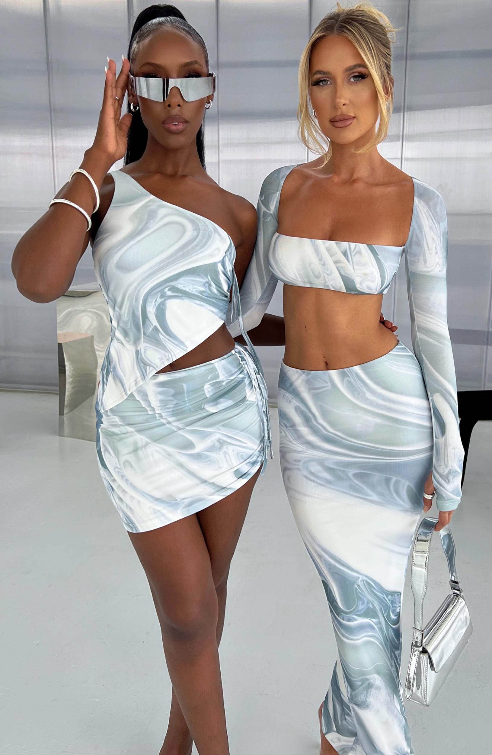 Stormi Mini Skirt - Grey Haze Print Product Image