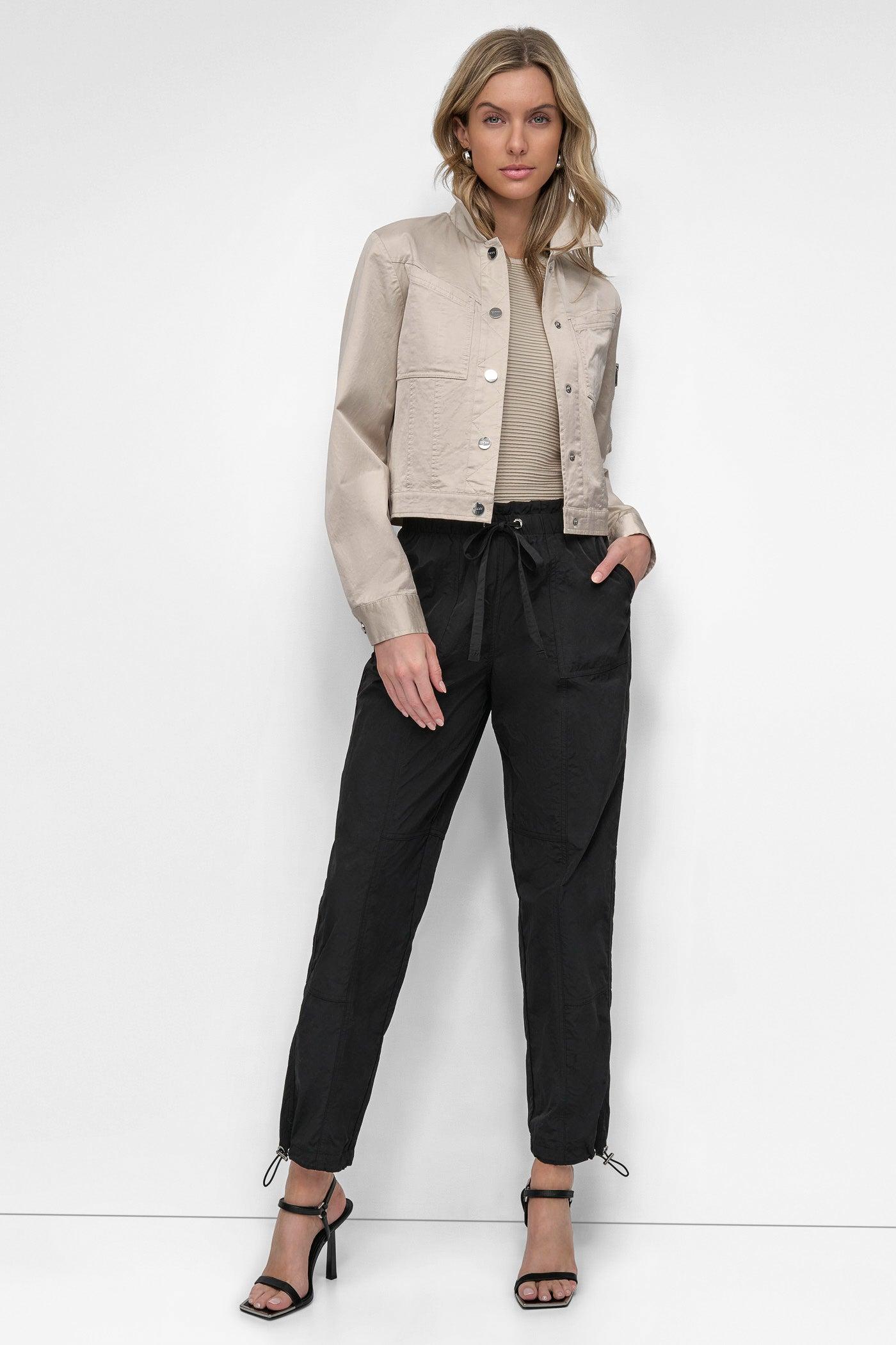 LONG SLEEVE CROPPED SATEEN JACKET Product Image