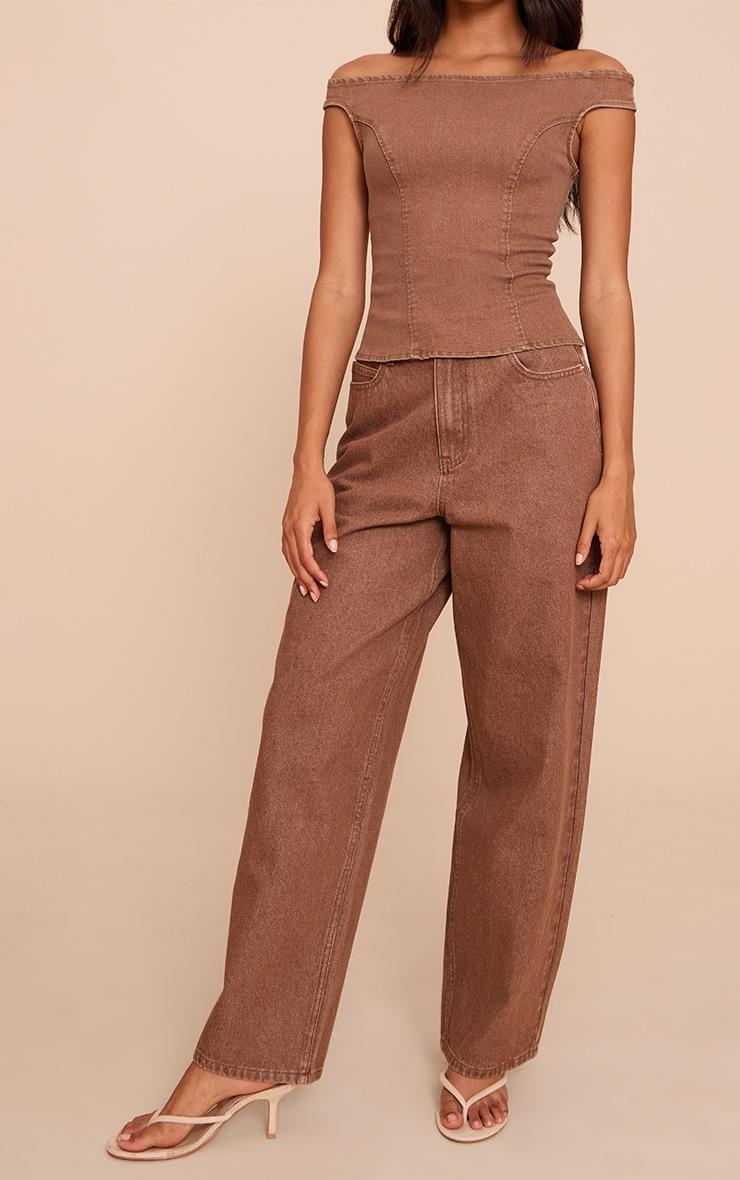 Brown Lightweight Slouchy Wide Leg Jean Product Image