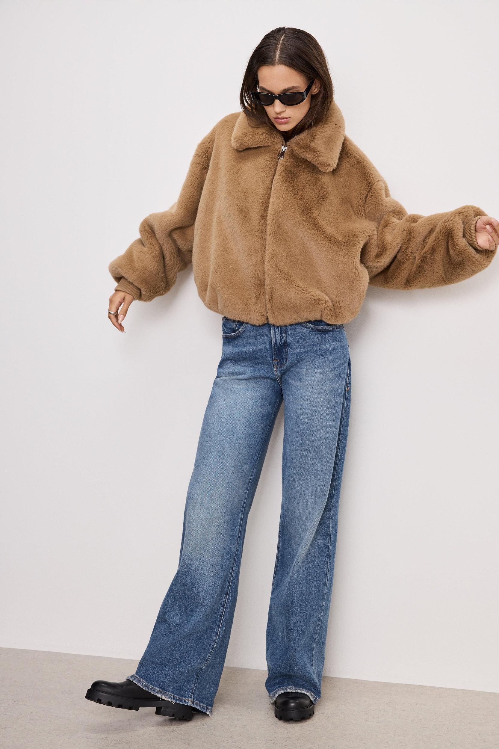 FAUX FUR COLLAR JACKET | WARM CARAMEL003 Product Image