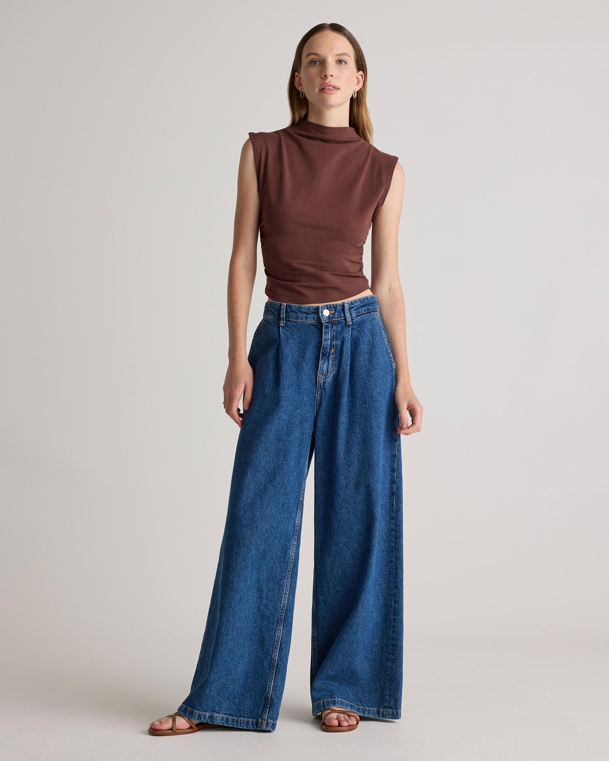 Quince | Women's Stretch Cotton Jersey Sleeveless Mock Neck Top Organic Cotton Product Image