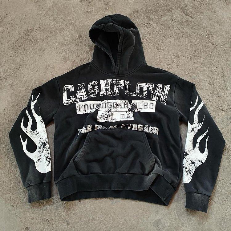 Sopula Vintage Cash Flow Graphic Acid Washed Oversized Hoodie Product Image