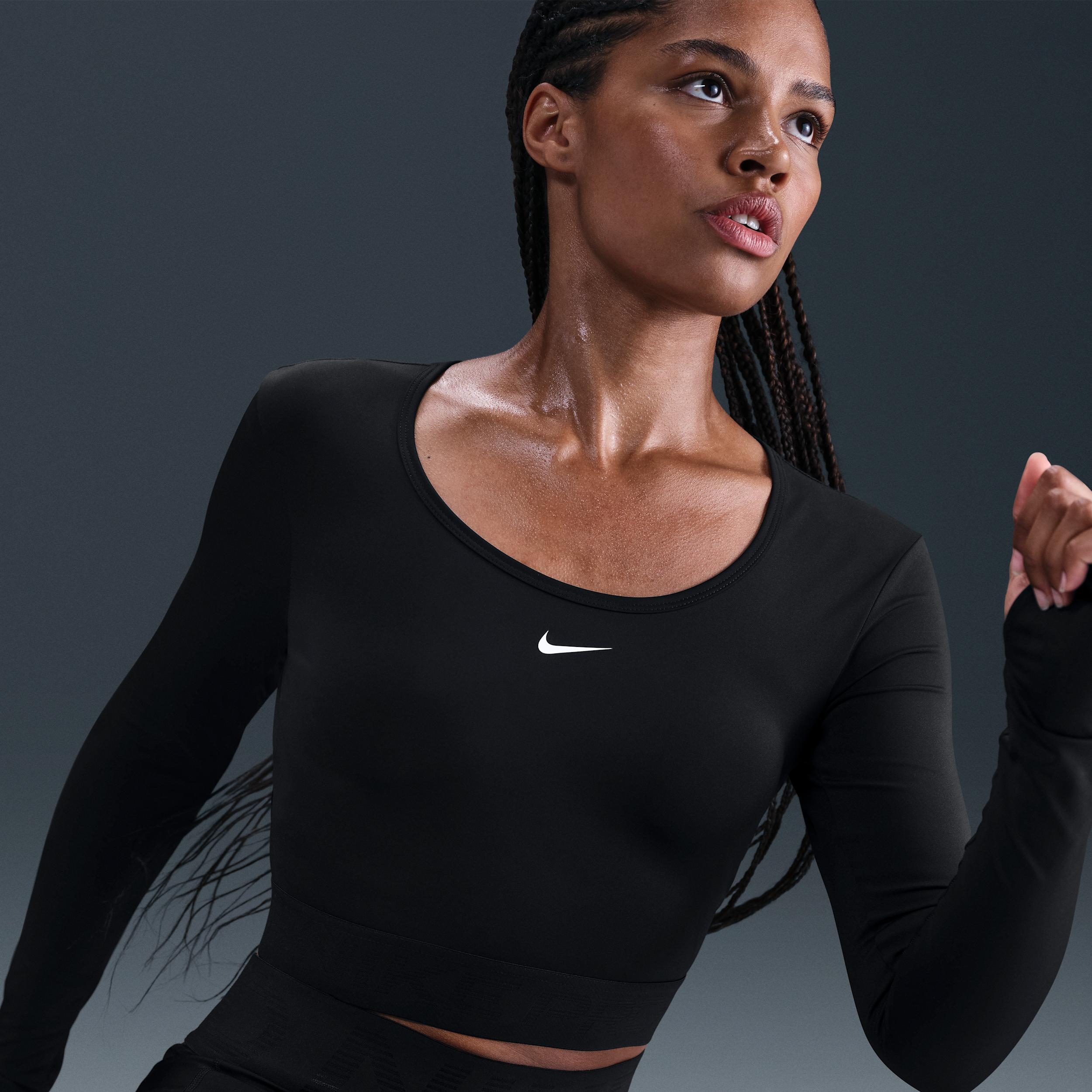 Womens Nike Pro Dri-FIT Cropped Long-Sleeve Top | HV9992-010 Product Image