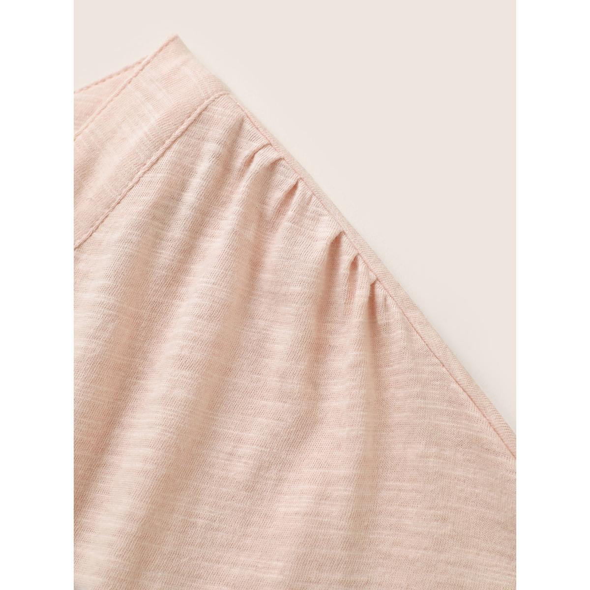 Plus Size Cotton Solid Notched Dolman Sleeve T-shirt Crepe Women Casual Non Plain Notched collar Everyday T-shirts BloomChic 12/L Product Image