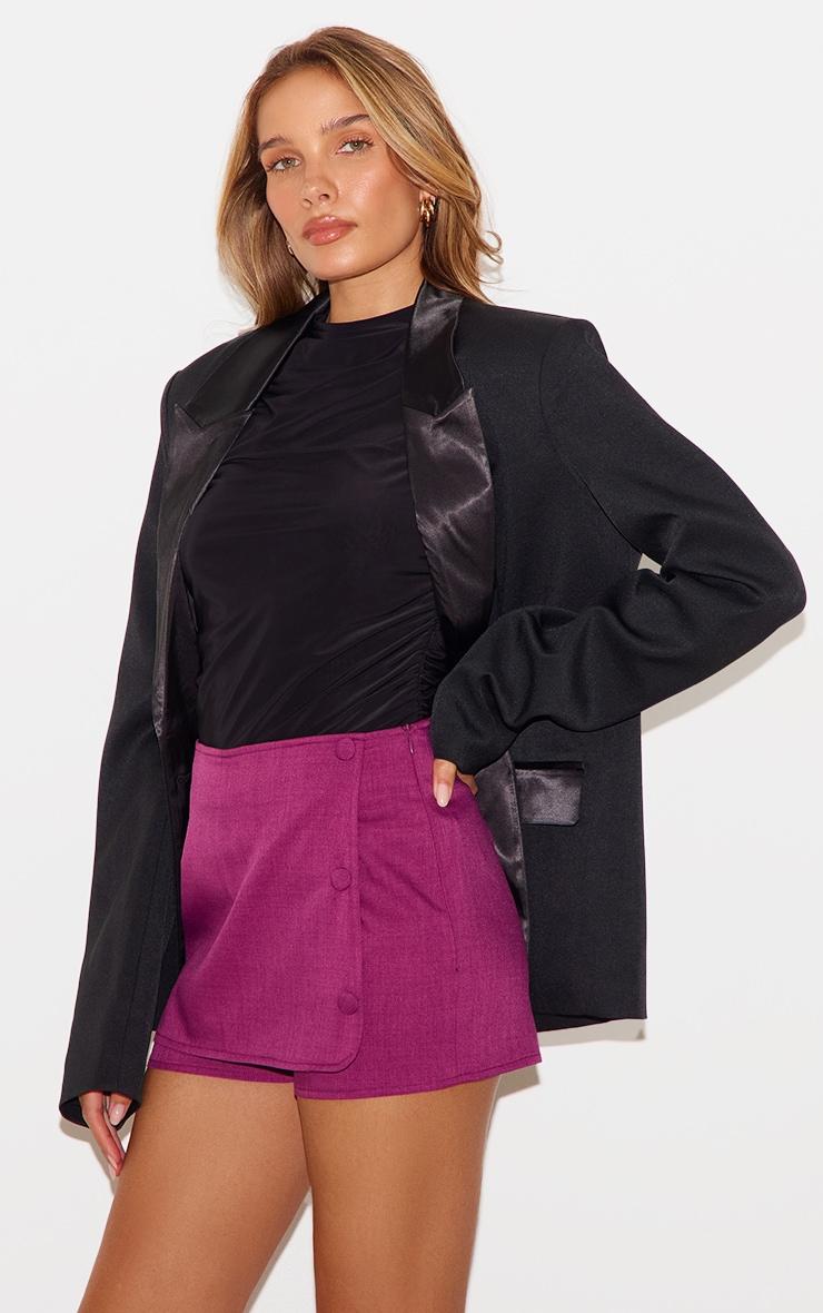 Plum Woven Tailored Wrap Front Skort Product Image