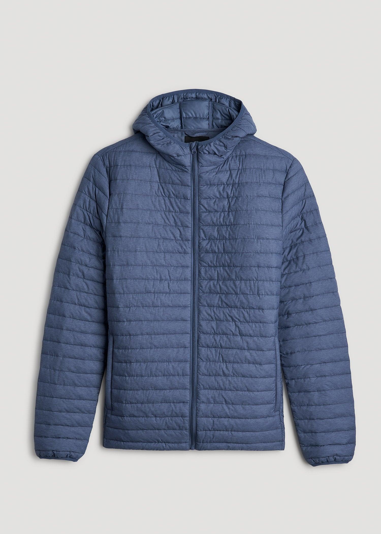 Packable Puffer Jacket for Tall Men in Steel Blue Male Product Image