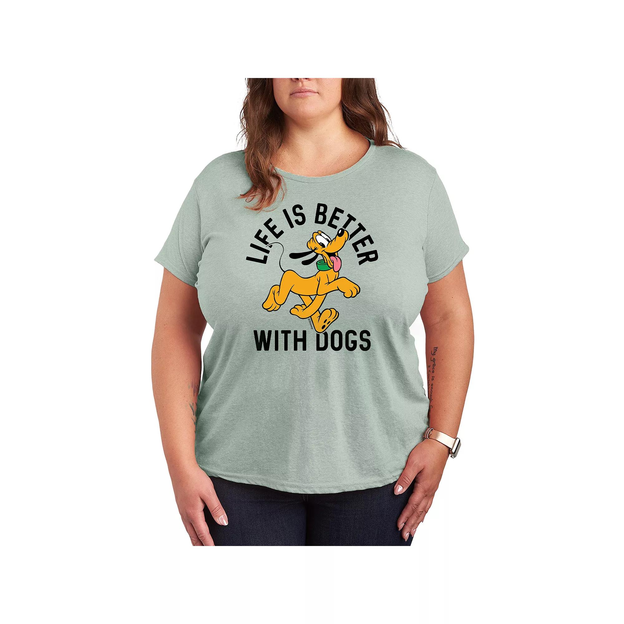 Disney's Pluto Plus Life Is Better With Dogs Graphic Tee, Women's,  Product Image