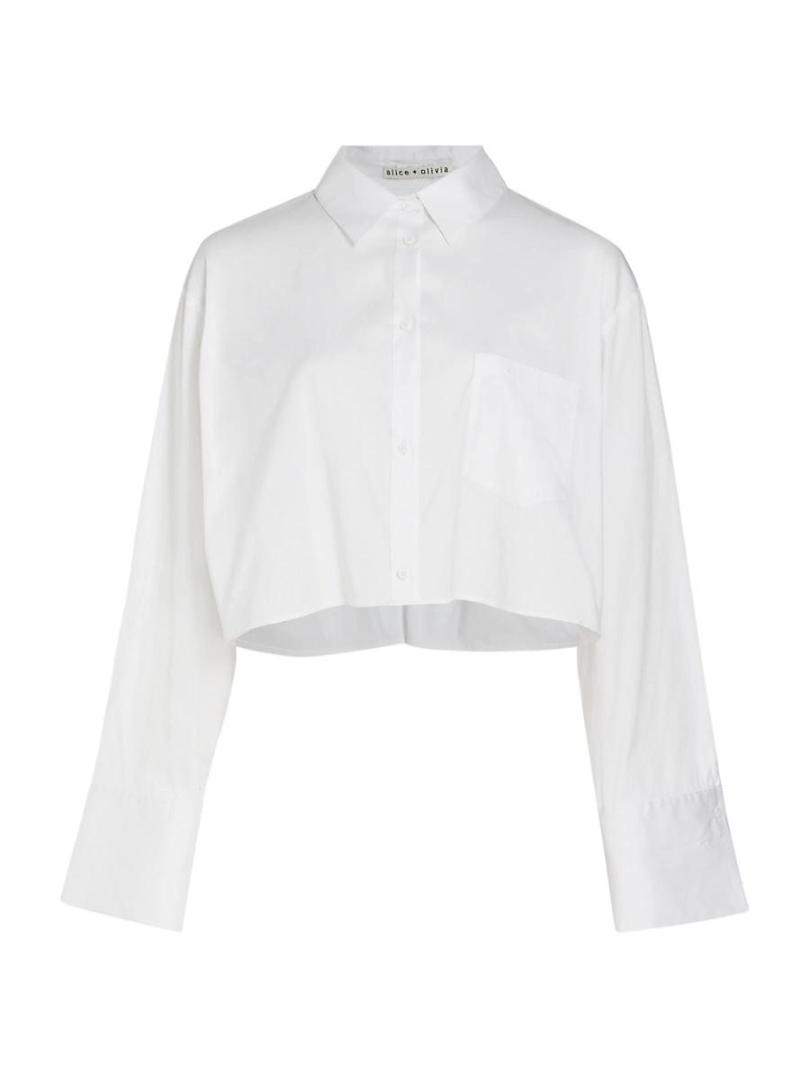 Alice and Olivia Finely Cropped Oversized Button Down Shirt Product Image