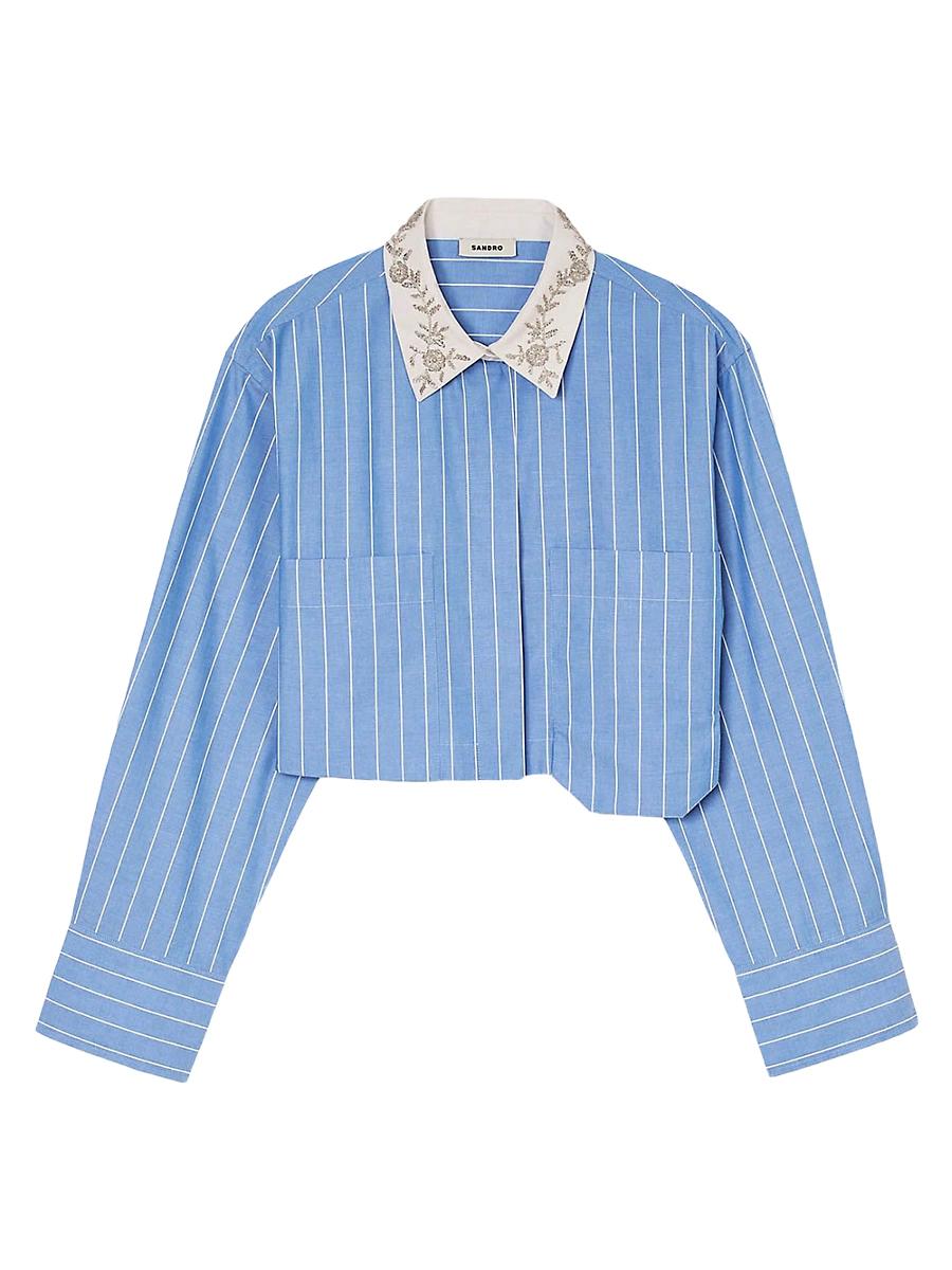 Womens Striped Cropped Shirt Product Image