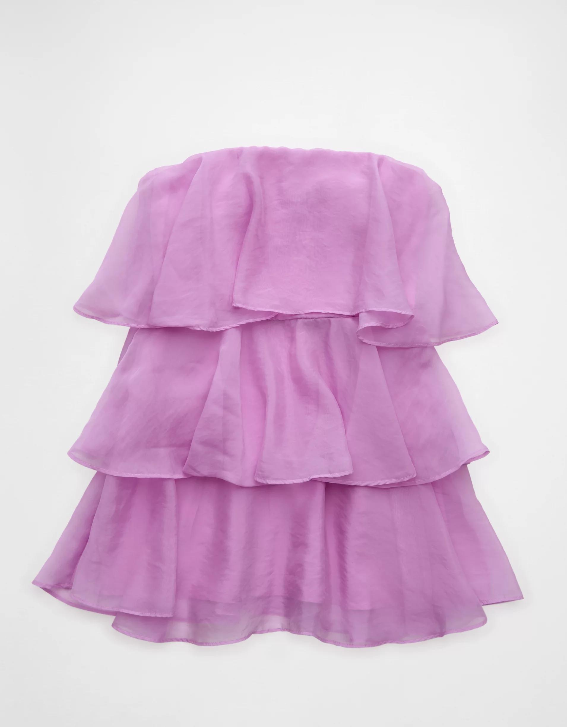 AE Strapless Ruffle Tiered Mini Dress Product Image