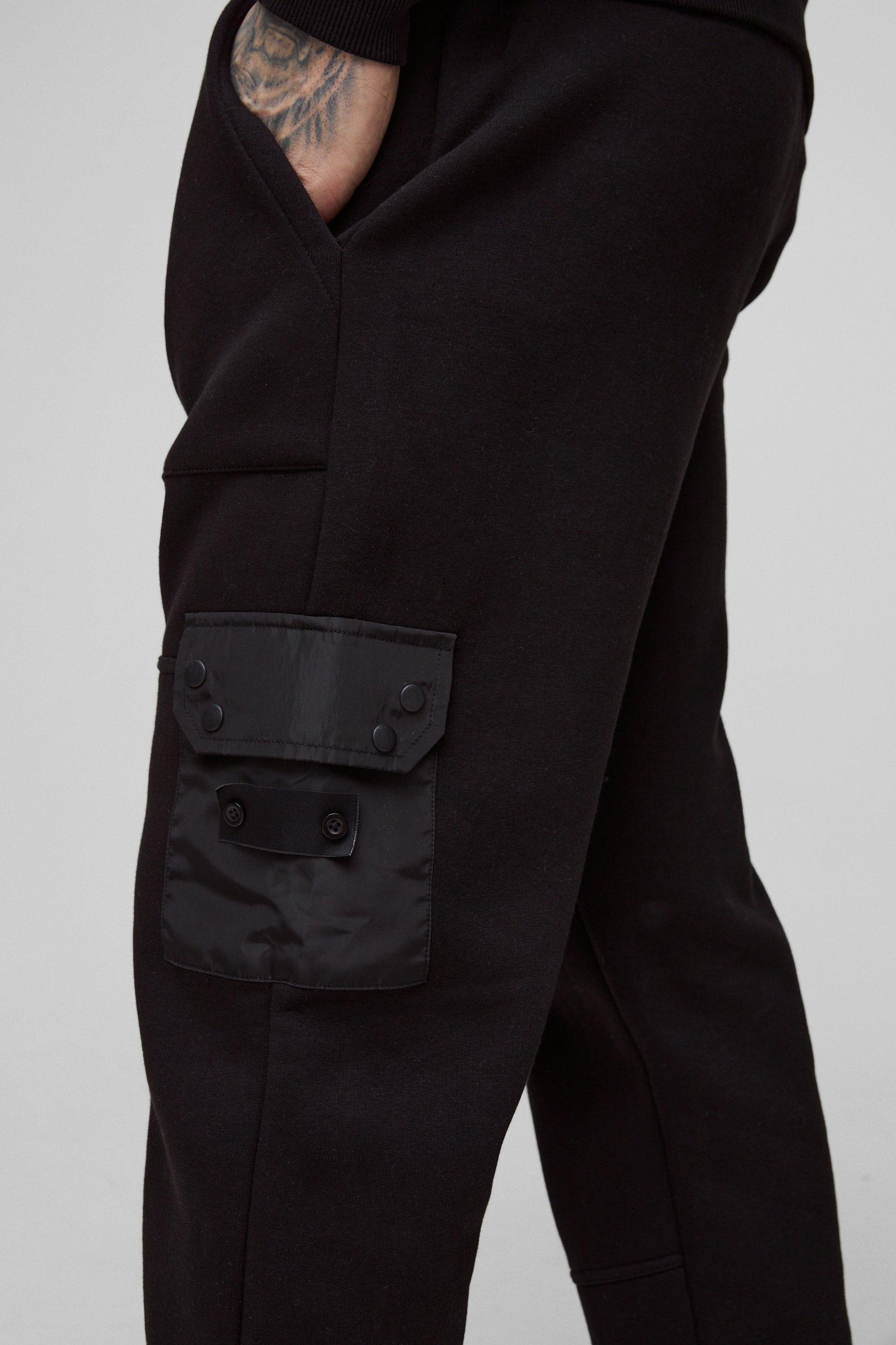 Tall Twill Utility Pocket Woven Tab Jersey Tracksuit | boohooMAN USA Product Image