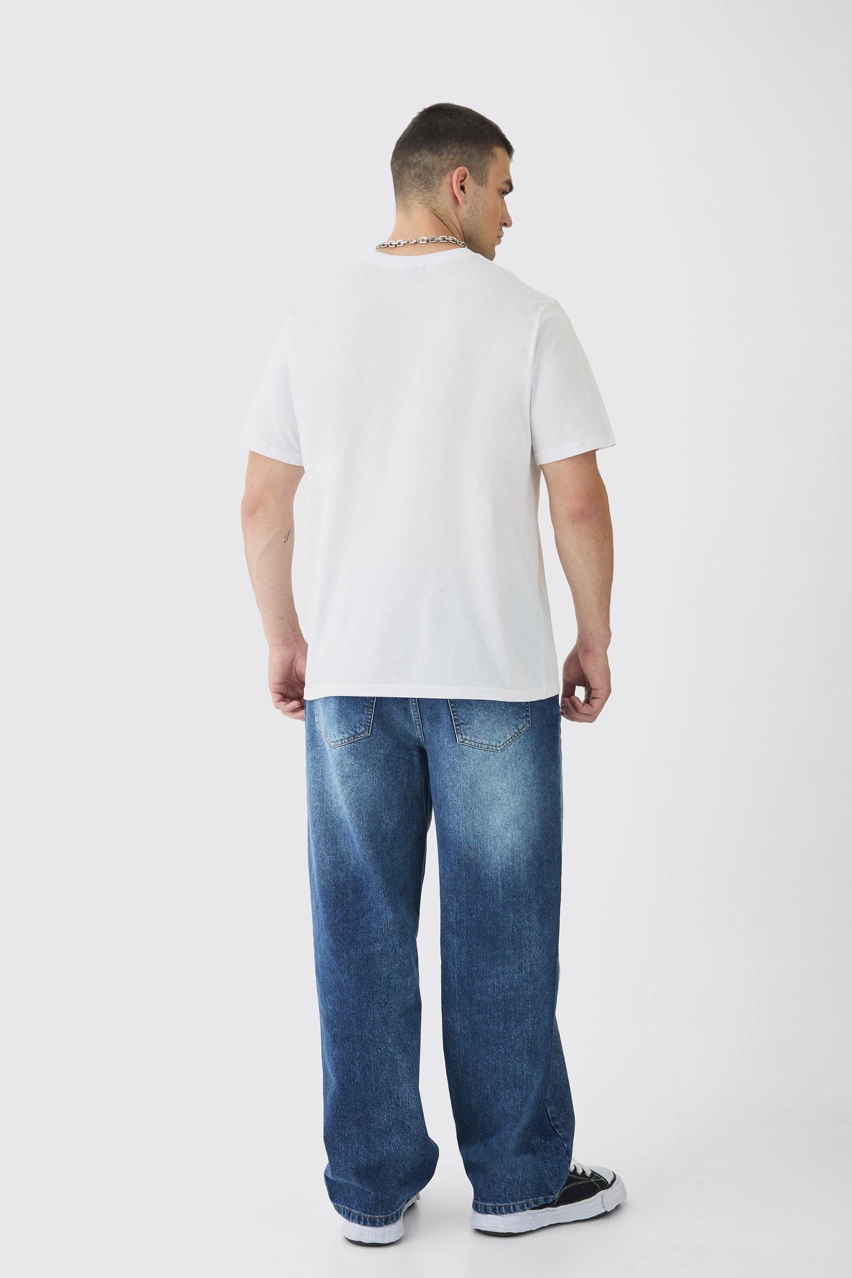 Tall Oversized Cross Rhinestone Graphic T Shirt In White | boohooMAN USA Product Image