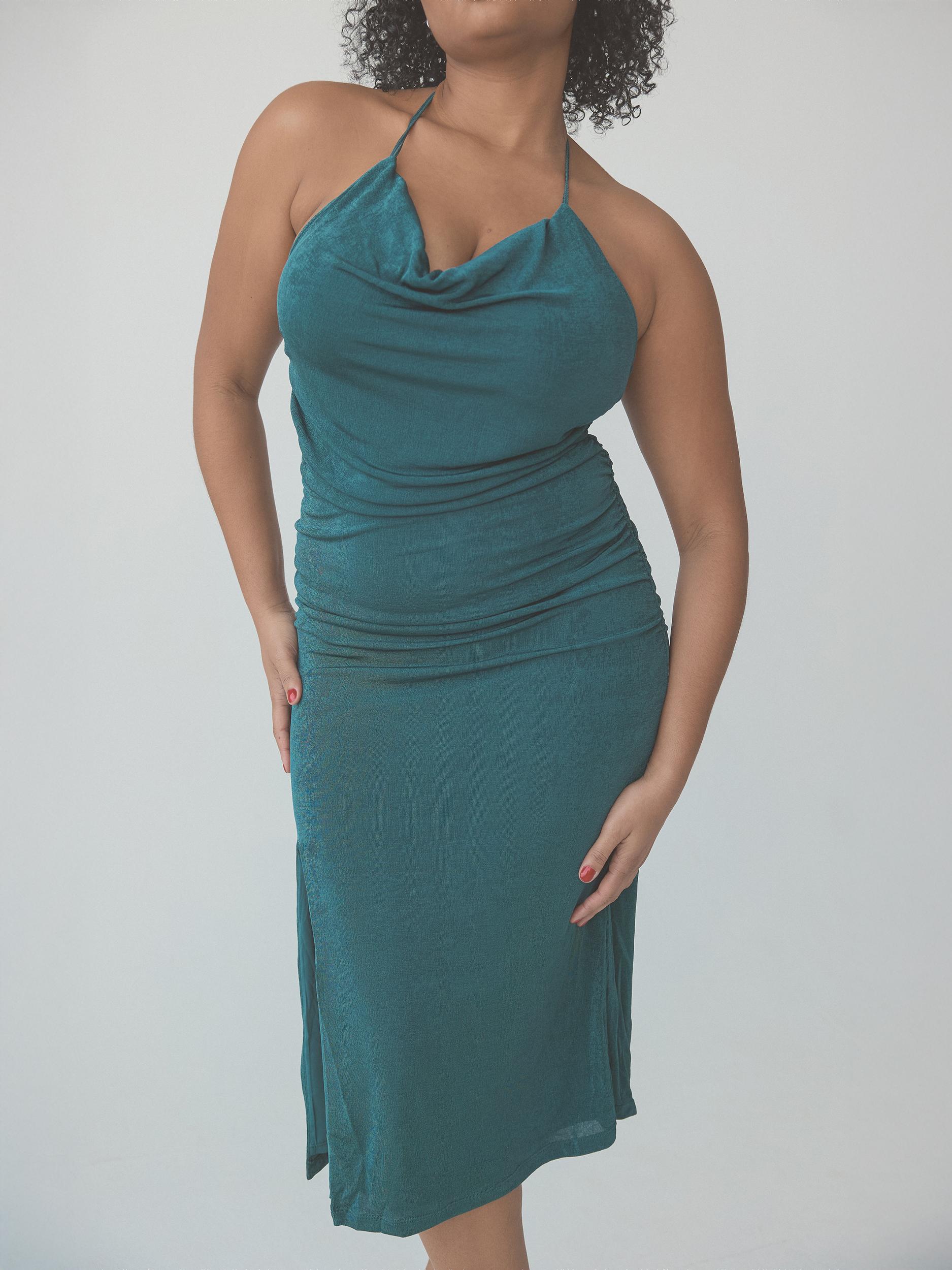 Cowl Neck Halter Midi Dress Product Image