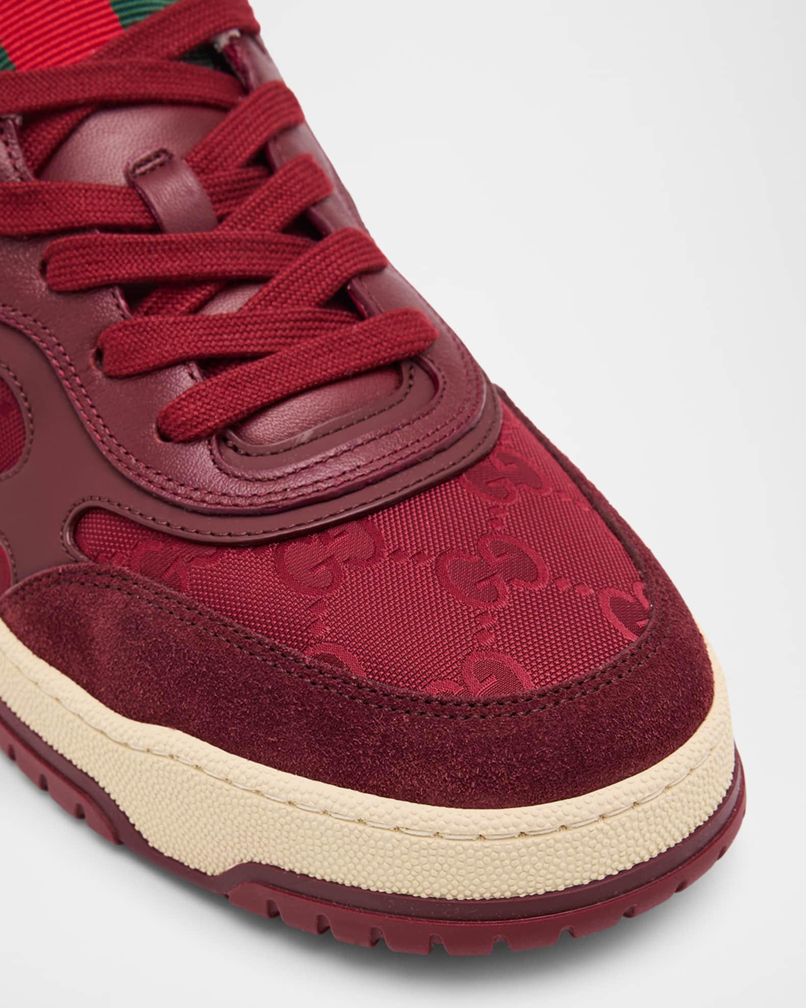 Men's GG Canvas and Leather Tongue-Web Fashion Sneakers Product Image