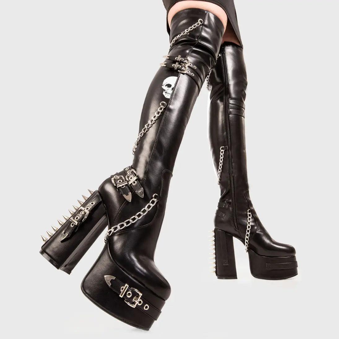 Scream Platform Thigh High Boots Product Image