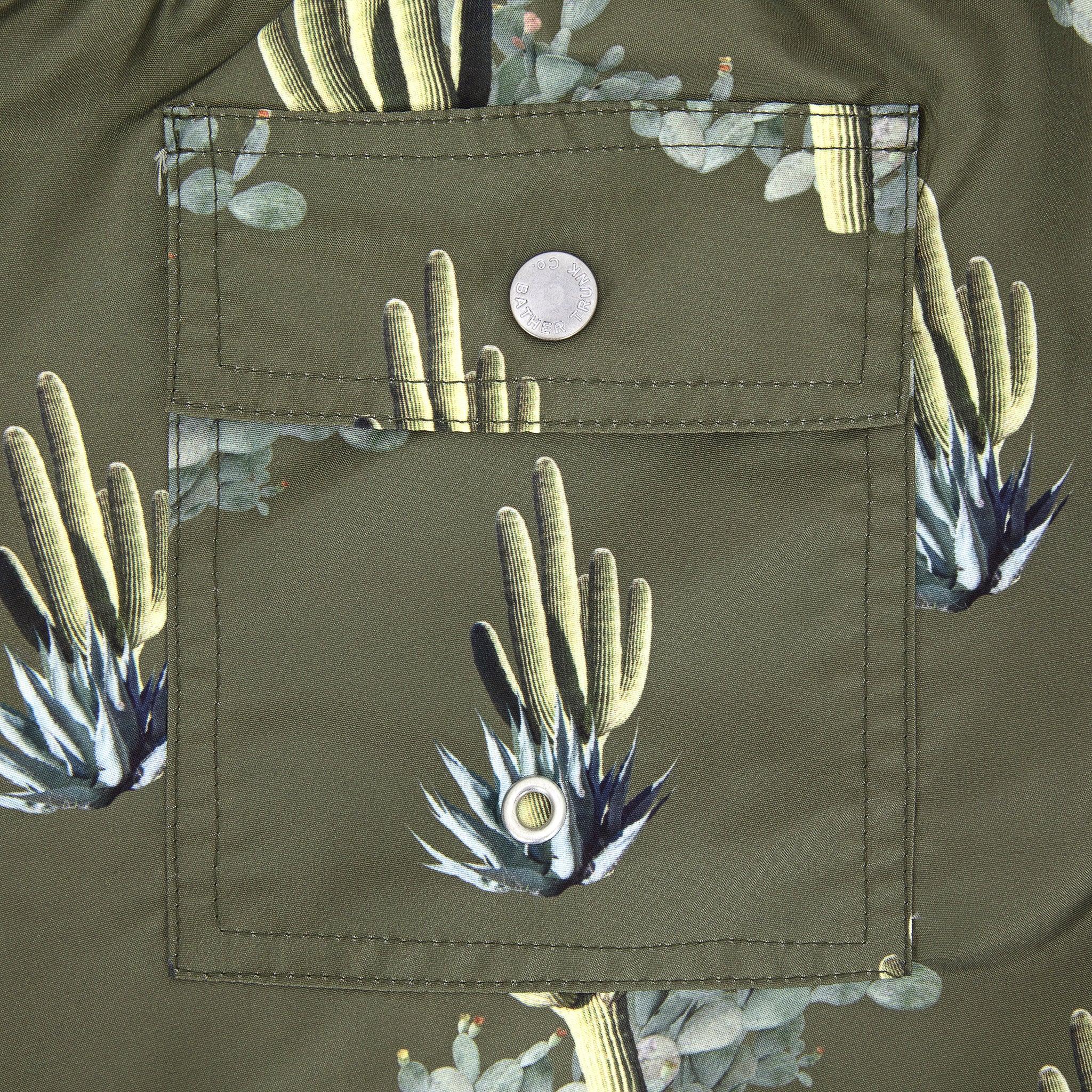 5.5" Cactus Print Swim Trunks - Dark Green Product Image