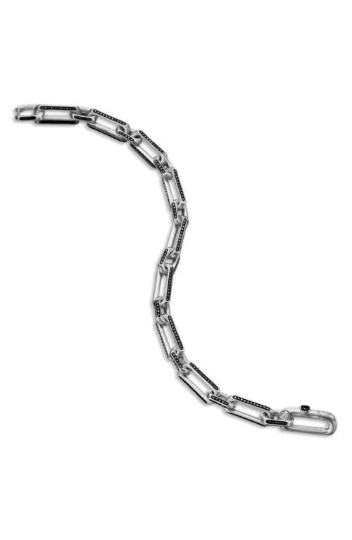 David Yurman Mens Elongated Open Link Chain Bracelet in Sterling Silver with Black Diamonds, 8mm Product Image