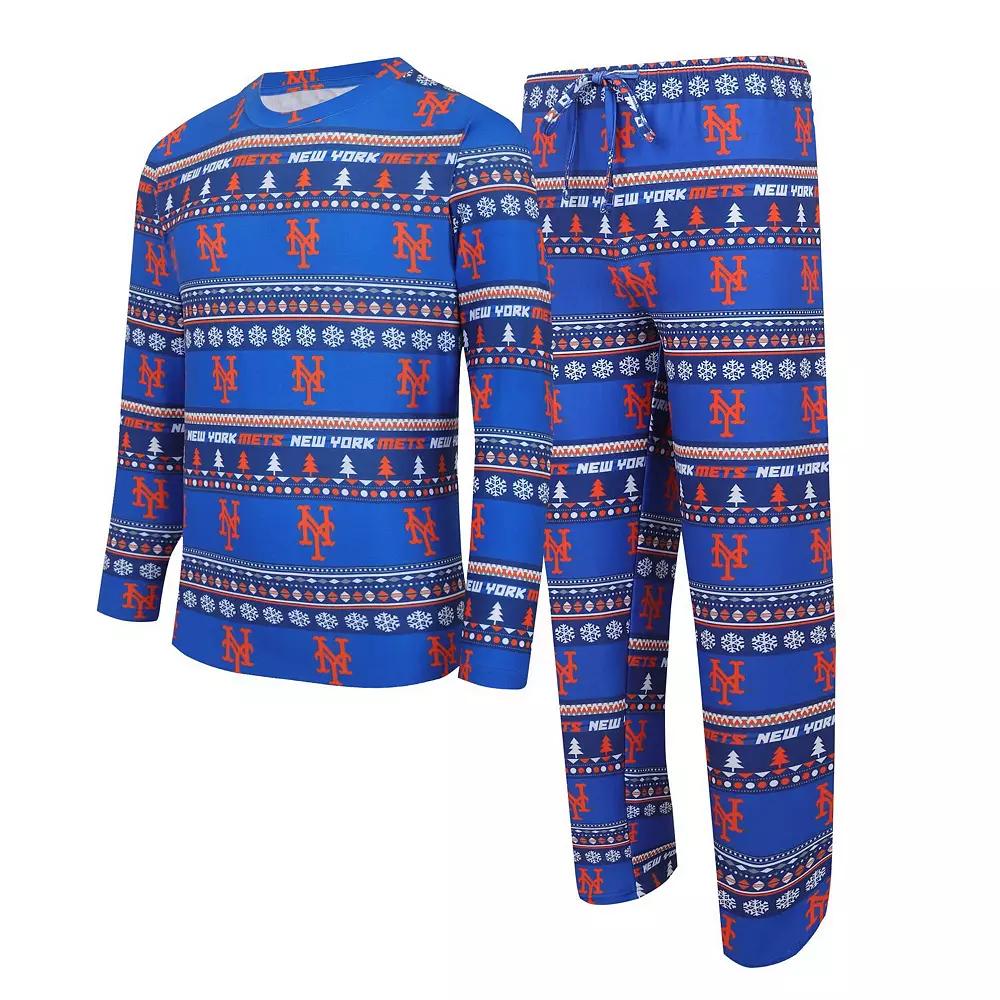 Men's Concepts Sport Royal New York Mets Knit Ugly Sweater Long Sleeve Top & Pants Set,  Product Image