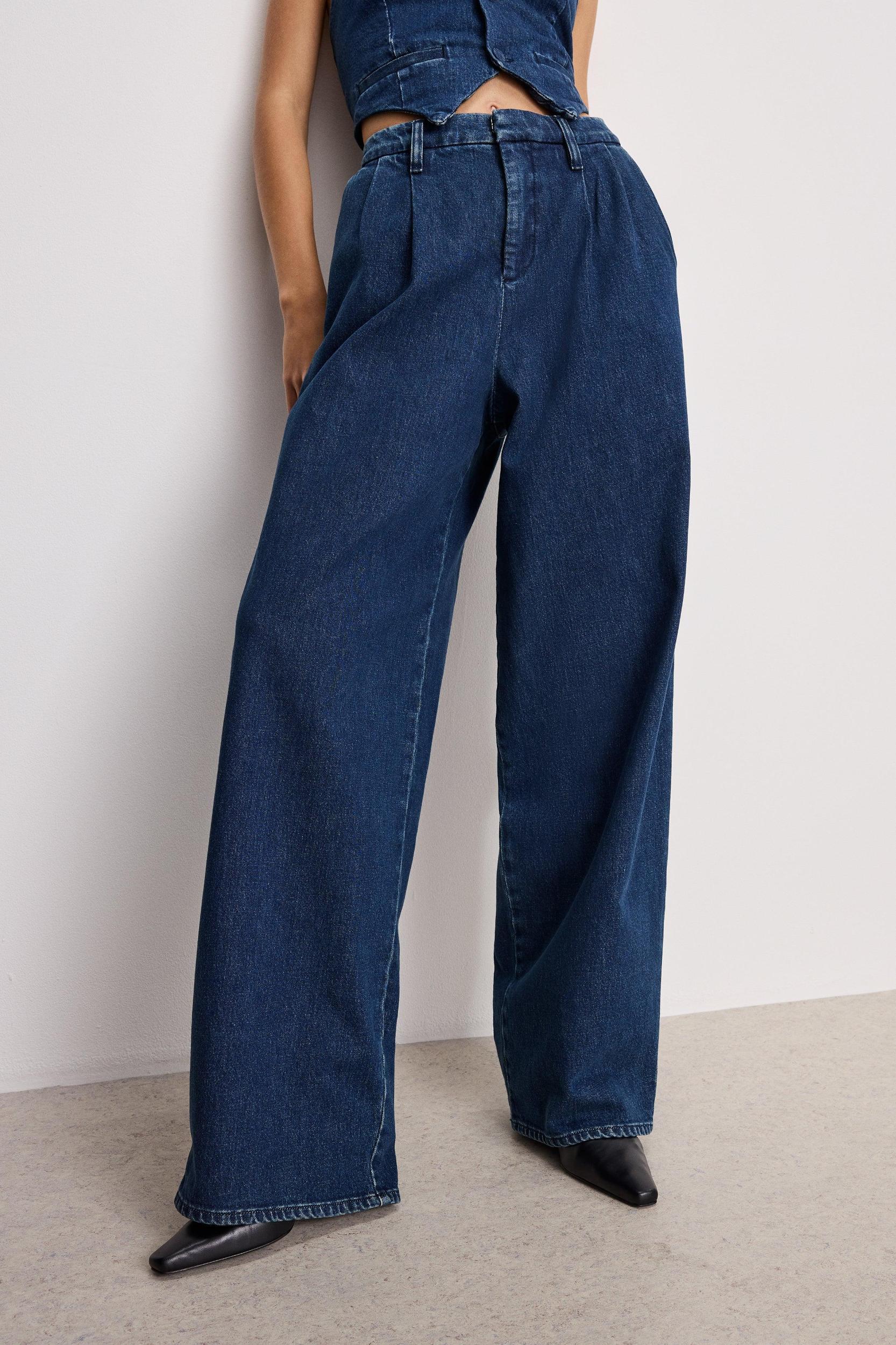 90S PLEATED  DENIM TROUSERS | INDIGO724 Product Image