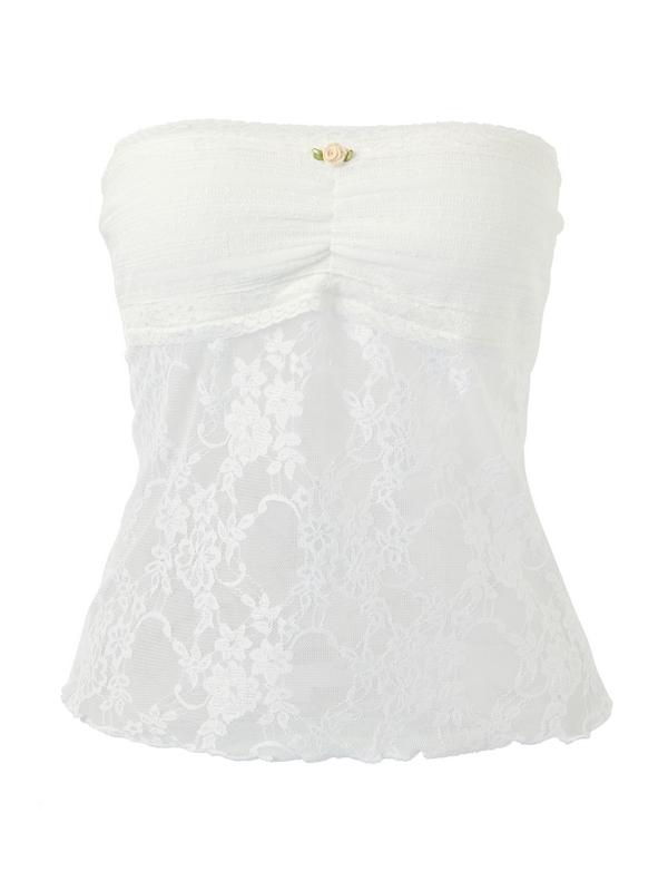 Lace Stitching Bandeau Top Product Image