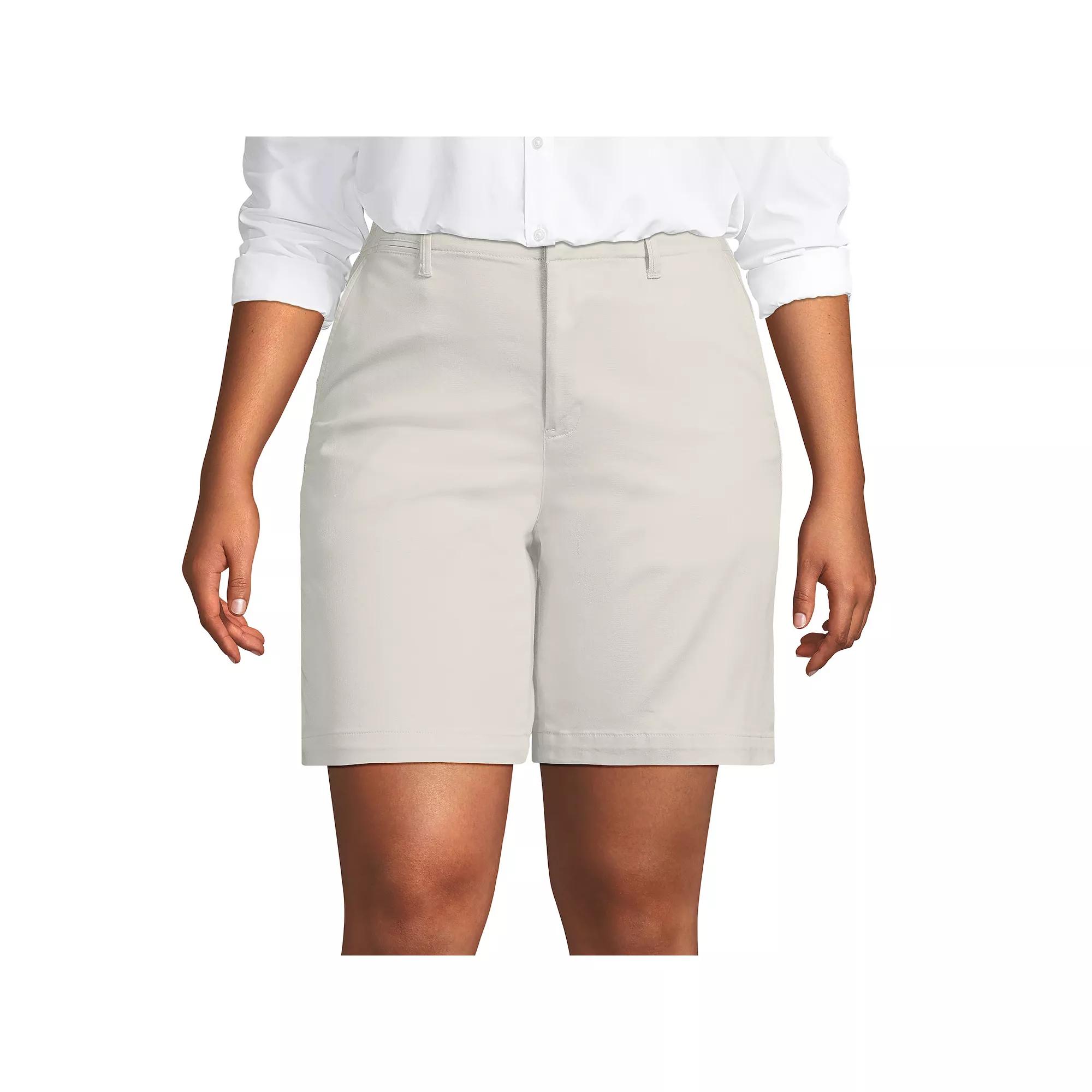 Plus Size Lands' End Classic 7" Chino Shorts, Women's, Size: 20 W, Light Grey Product Image
