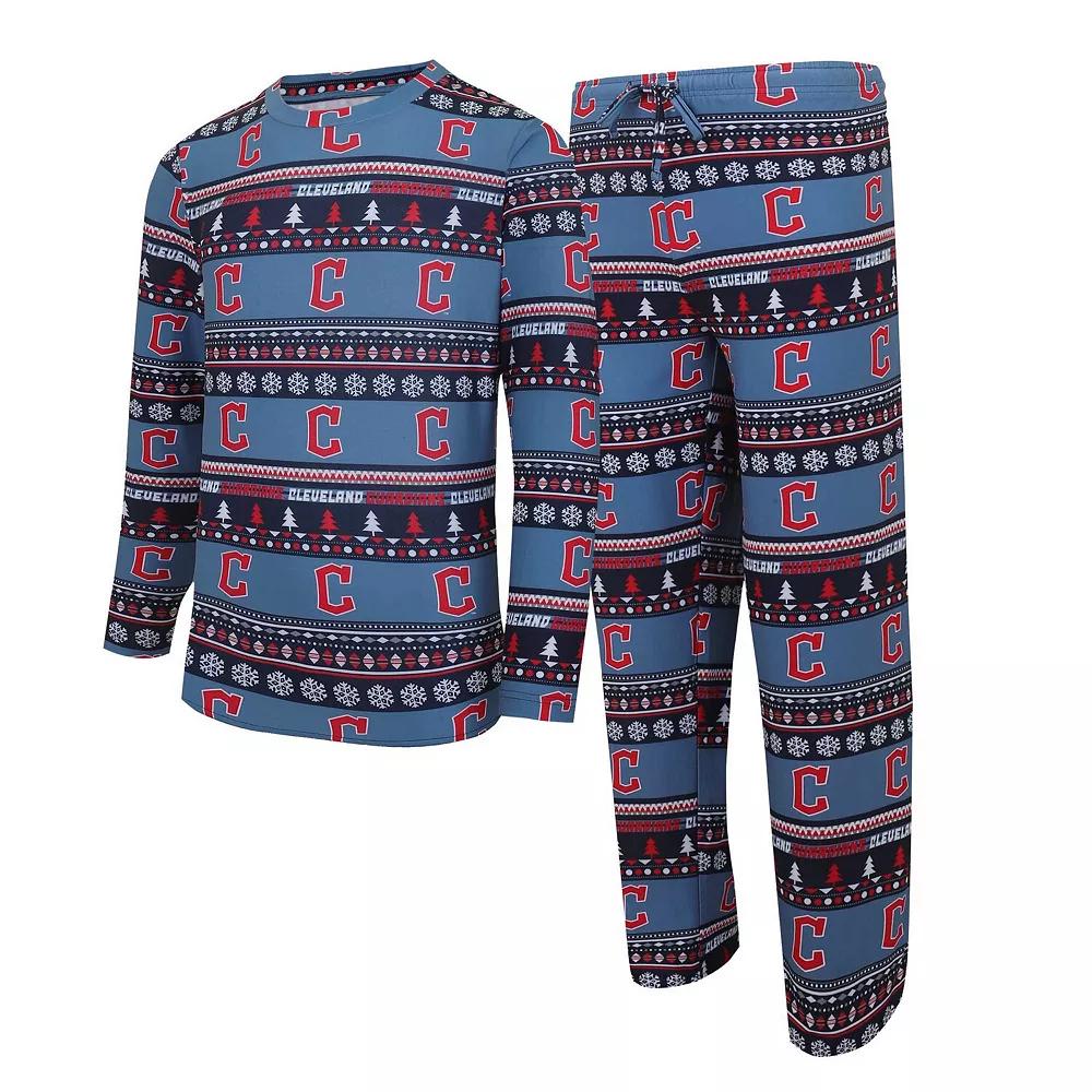 Men's Concepts Sport Navy Cleveland Guardians Knit Ugly Sweater Long Sleeve Top & Pants Set,  Product Image
