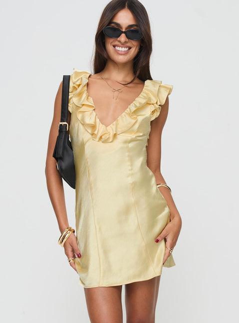 Butacup Frill Mini Dress Yellow Product Image