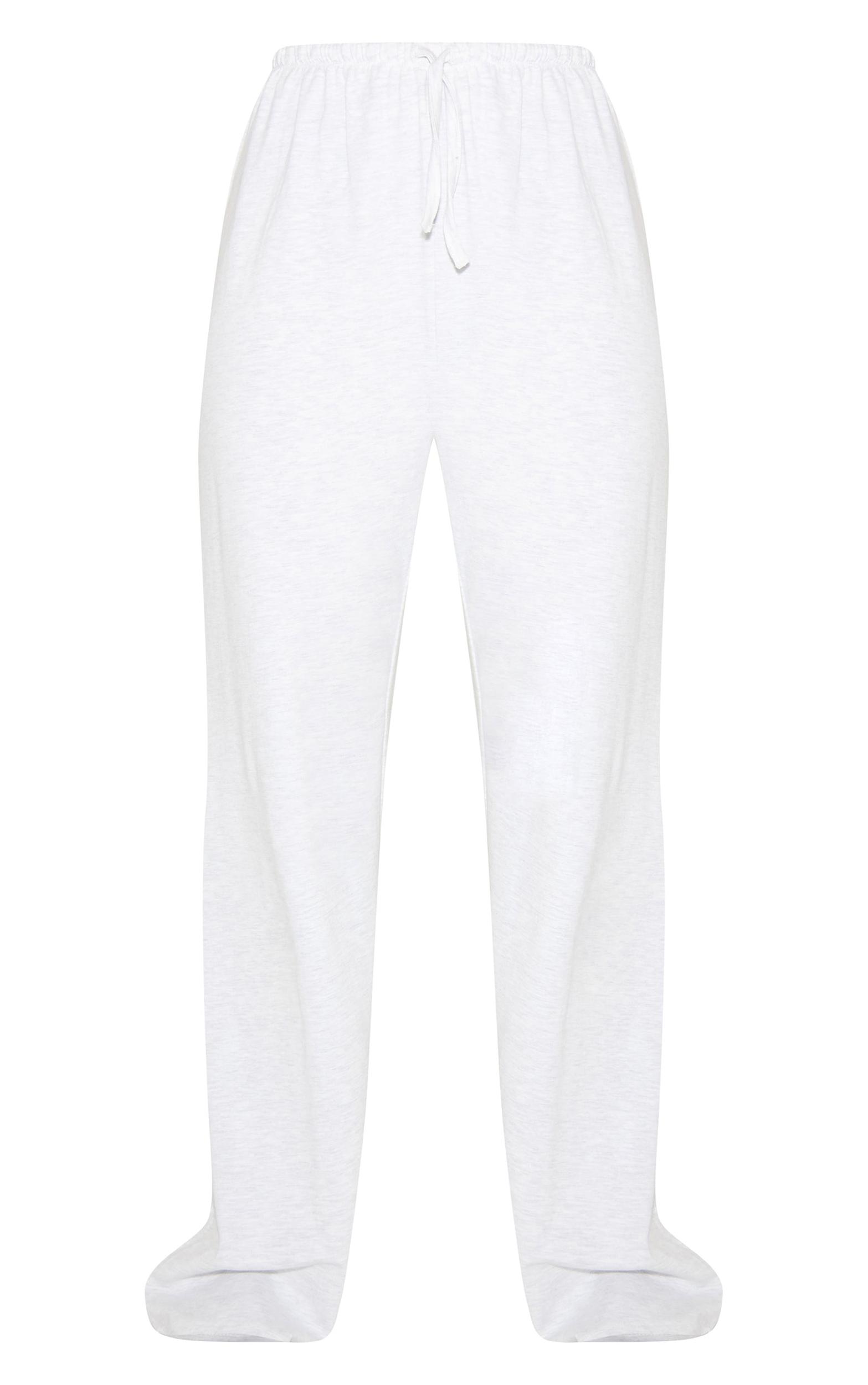 Grey Marl Jersey Wide Leg Pj Bottoms Product Image