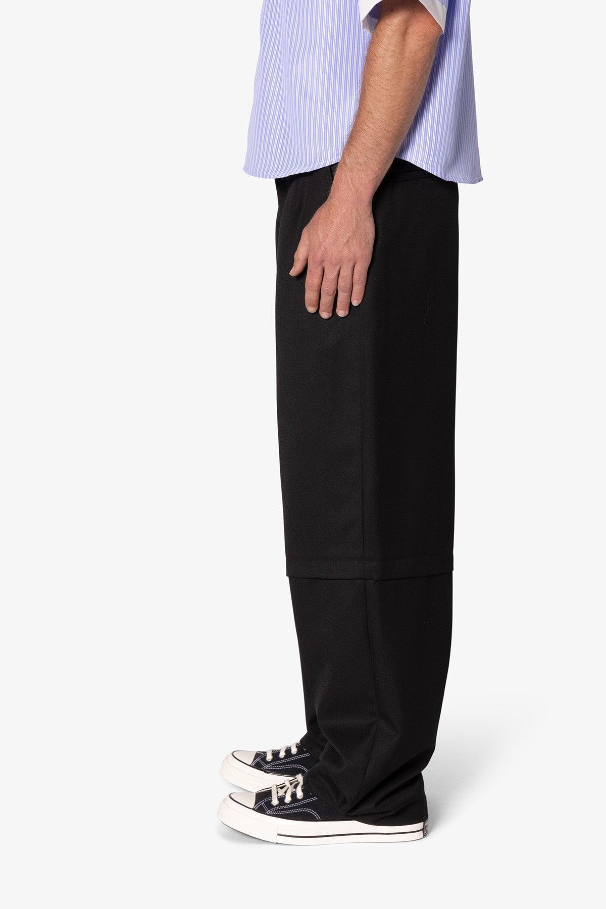 Brushed Twill Layered Pants - Black Product Image
