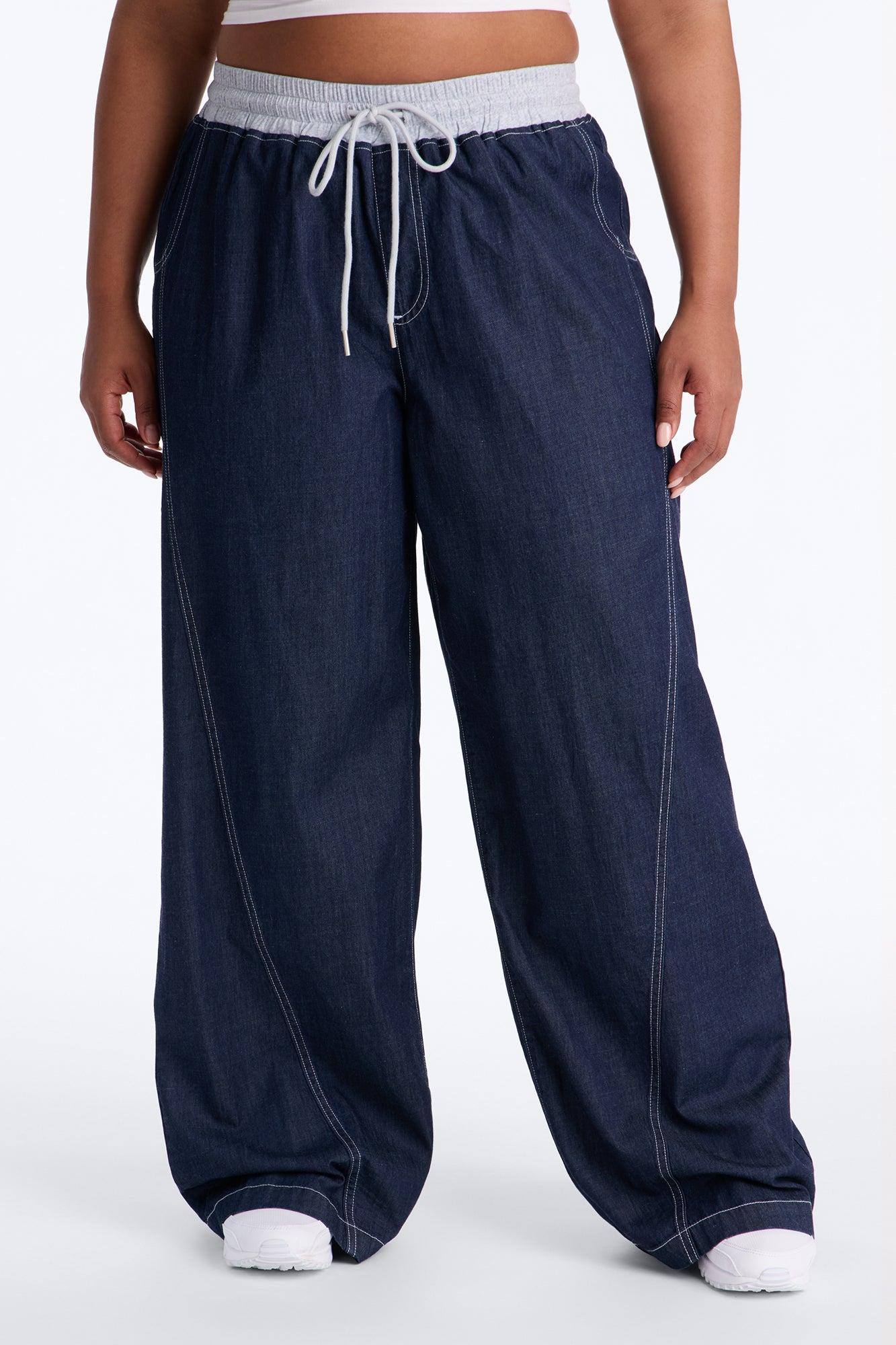 Maria Low Rise Drawstring Wide Leg Pant 33″ - Rinse Blue Wash Female Product Image
