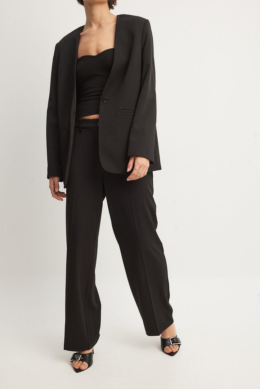 Straight Low Waist Suit Pants Product Image