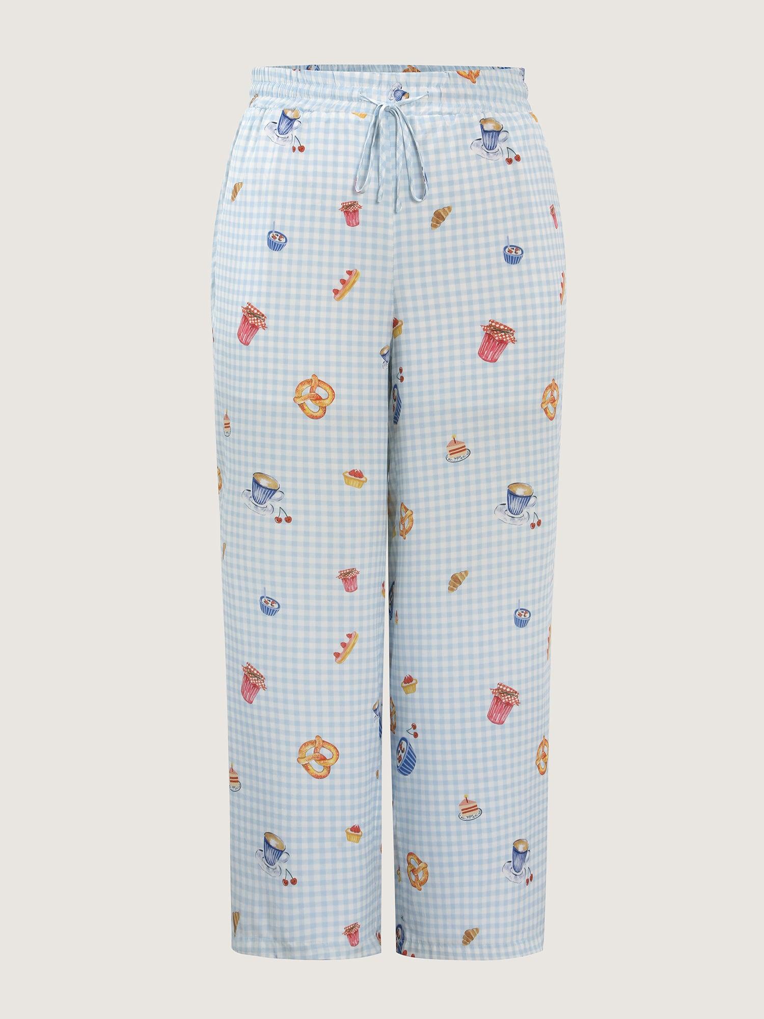 Pretzel Coffee Print Drawstring Lounge Set Female Product Image
