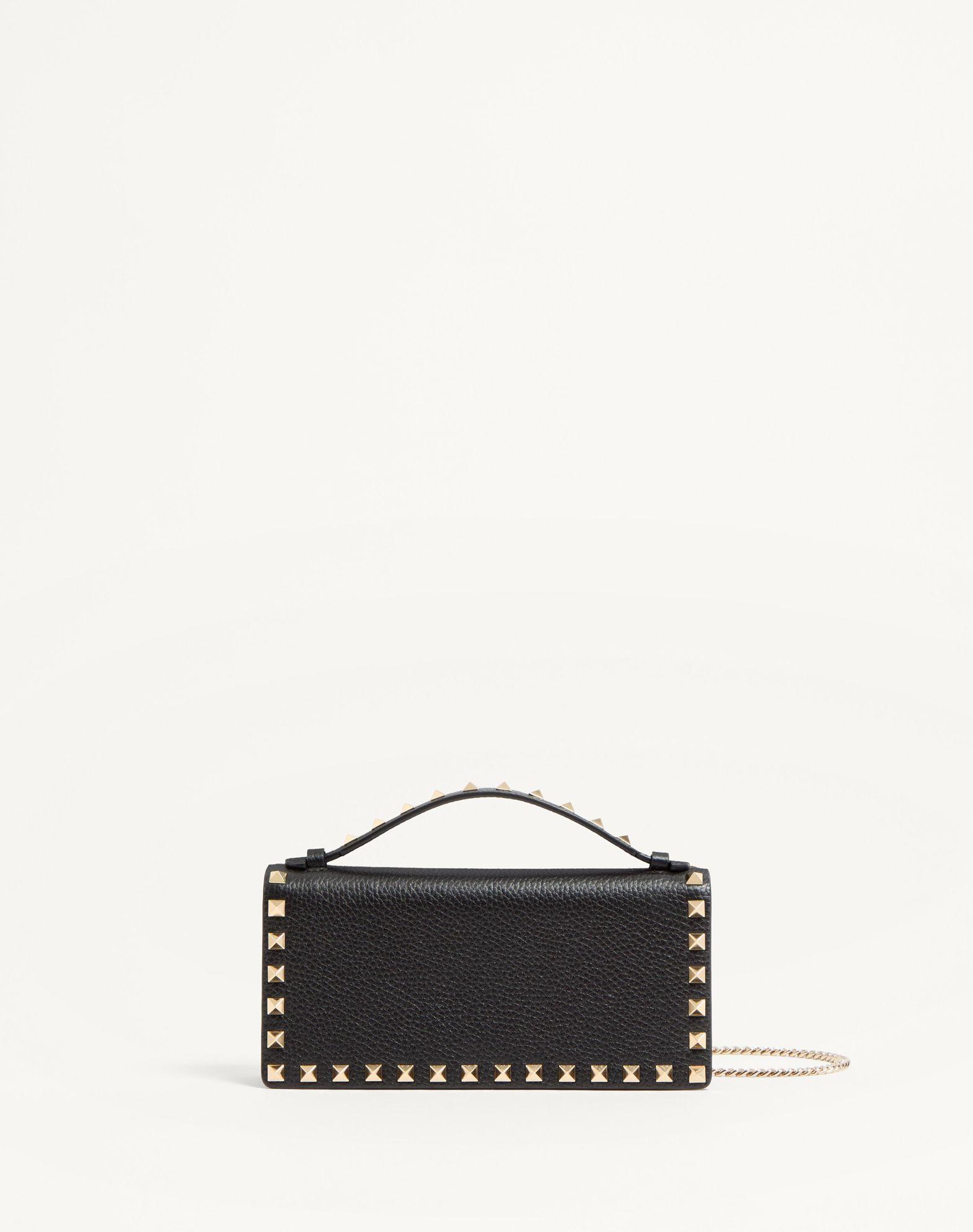 Rockstud Wallet With Chain In Grainy Calfskin Product Image