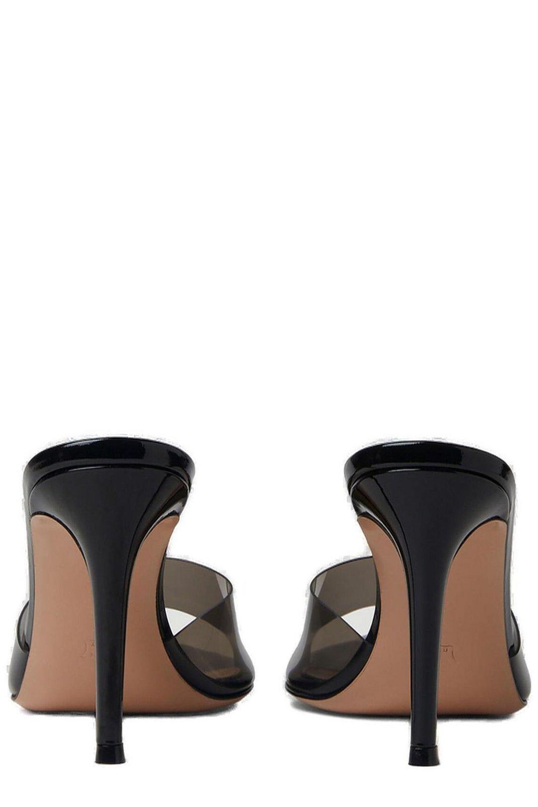 GIANVITO ROSSI Elle 85 Pvc And Patent-leather Mules In Black Product Image