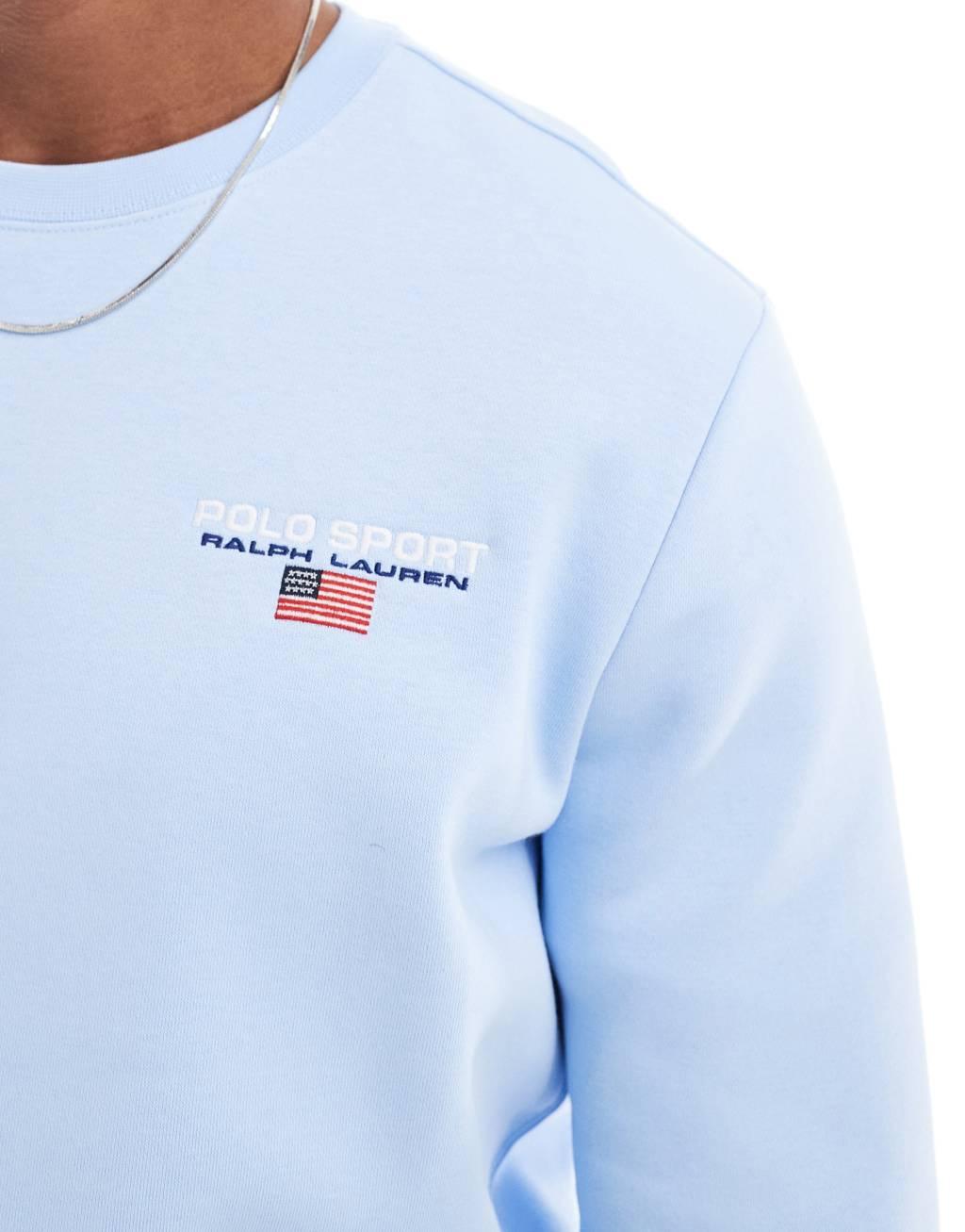 Polo Ralph Lauren Sport capsule small chest logo sweatshirt in light blue Product Image
