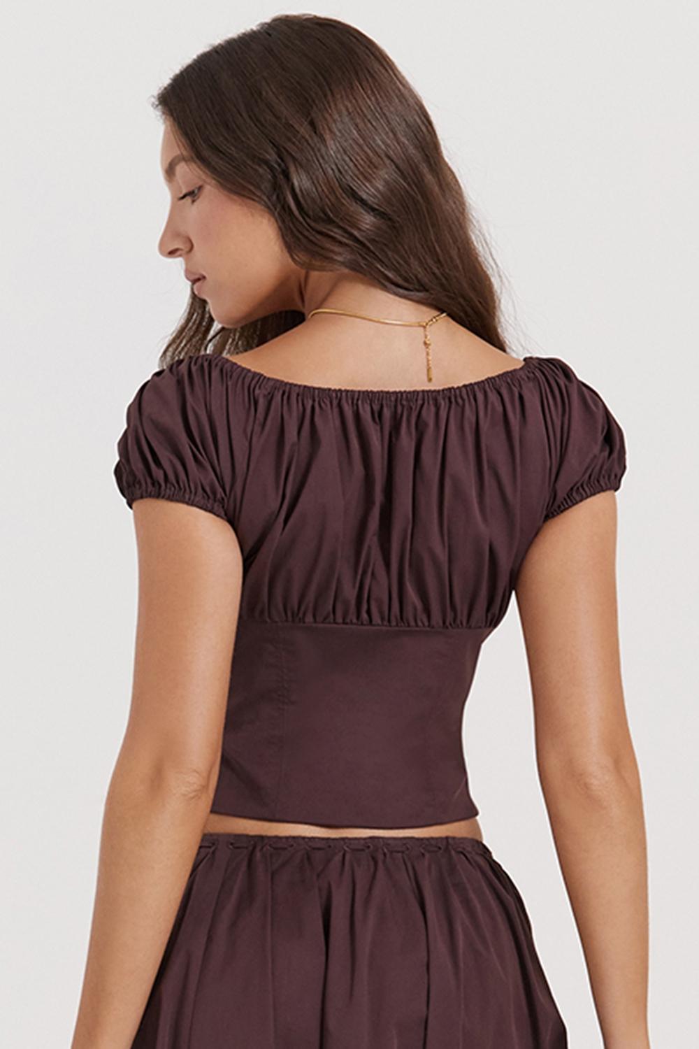 Kitty  rich brown gathered top Product Image
