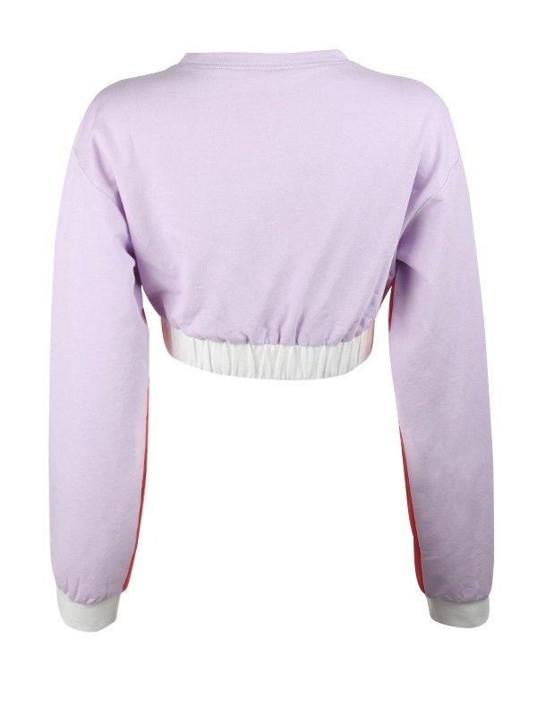 Patchwork Long Sleeve Crop Sweatshirt Product Image