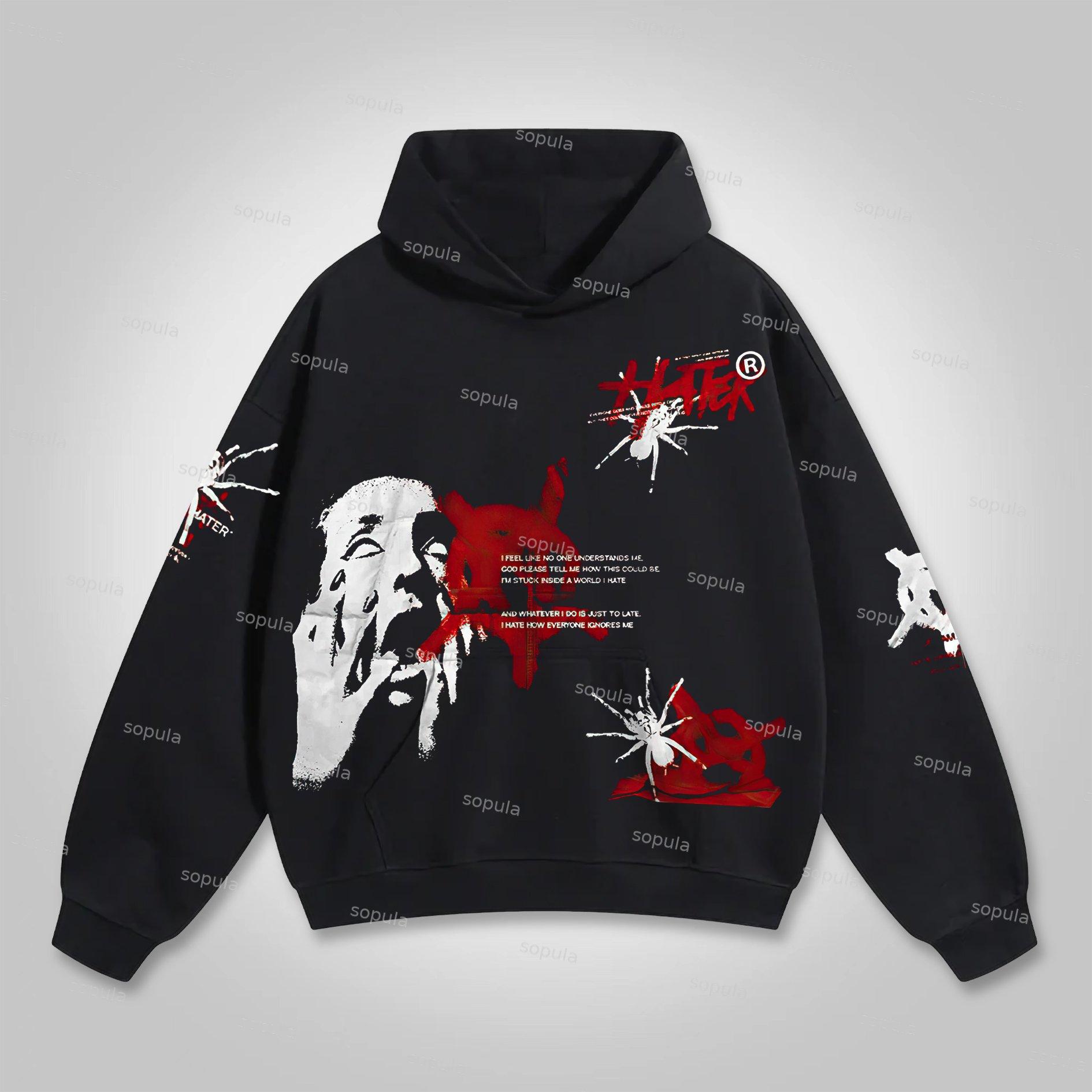 Sopula Vintage Loose Lip Fashion Graphic Hoodie Product Image