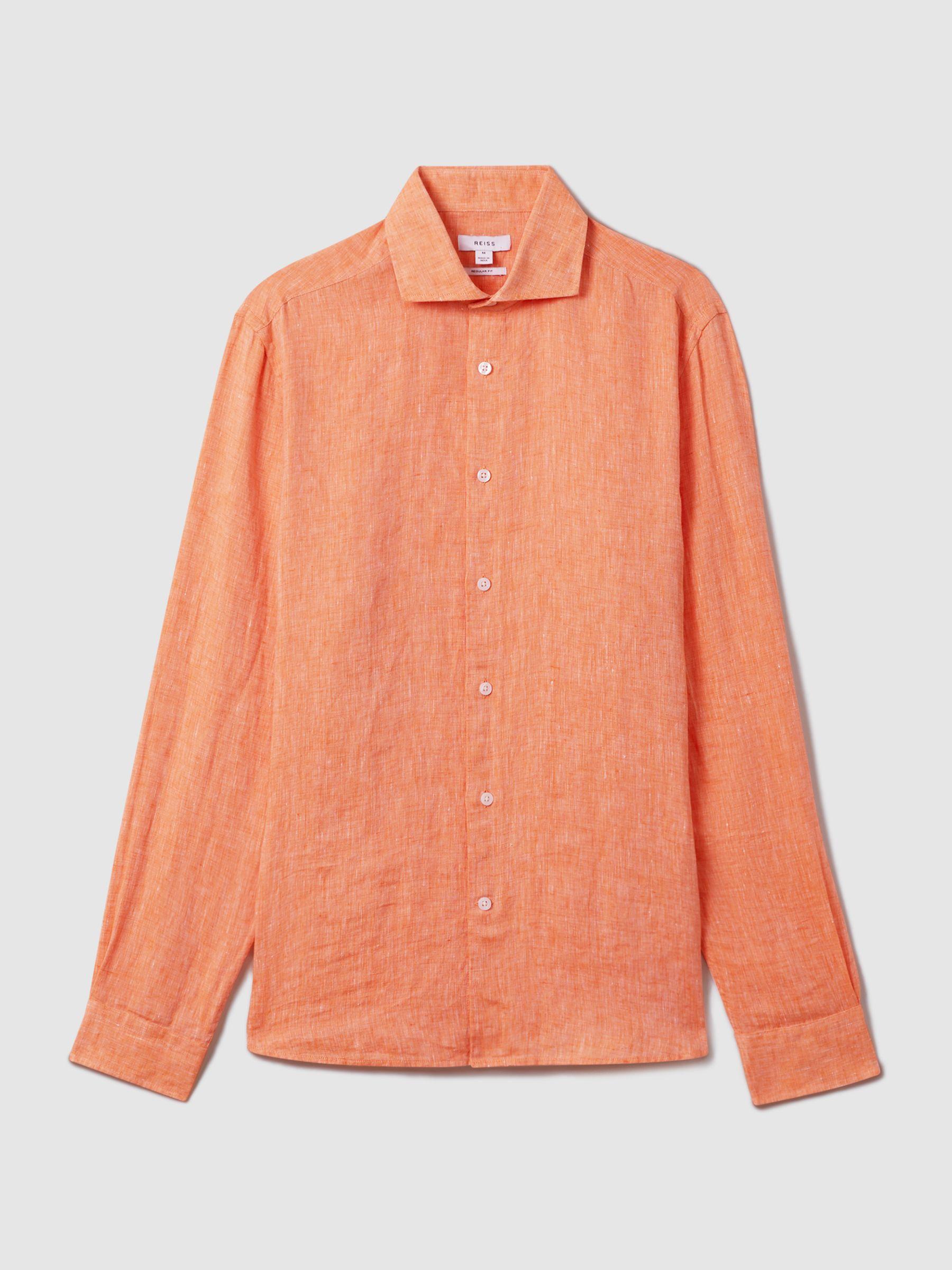 Linen Button-Through Shirt in Peach Product Image