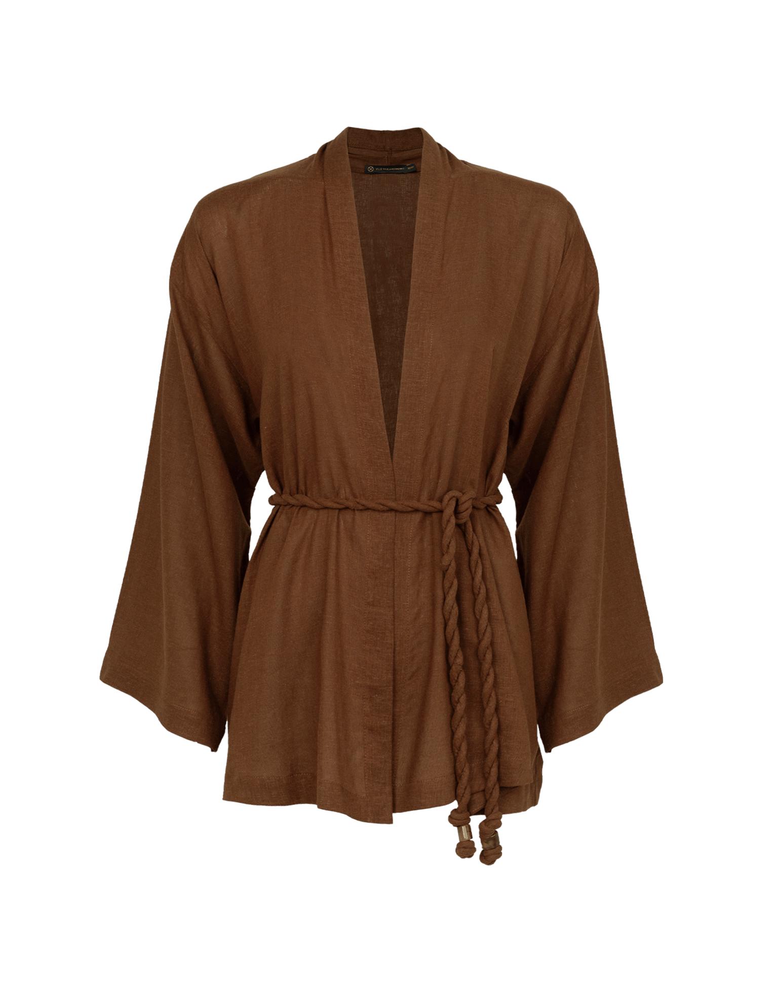 Luna Short Kimono - Brown Product Image