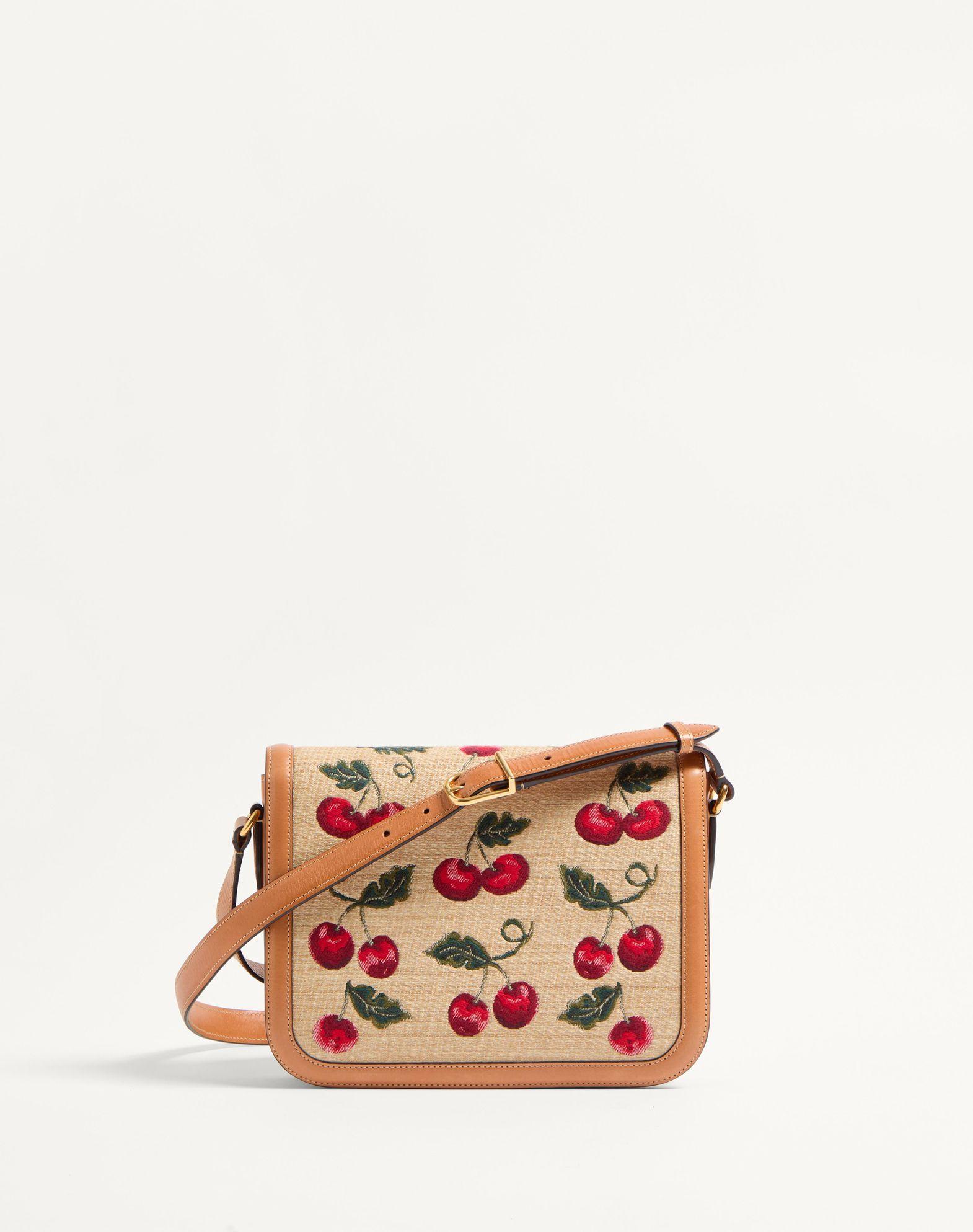Valentino Garavani 9To5 Shoulder Bag In Jacquard Raffia With Cherryfic Motif Product Image